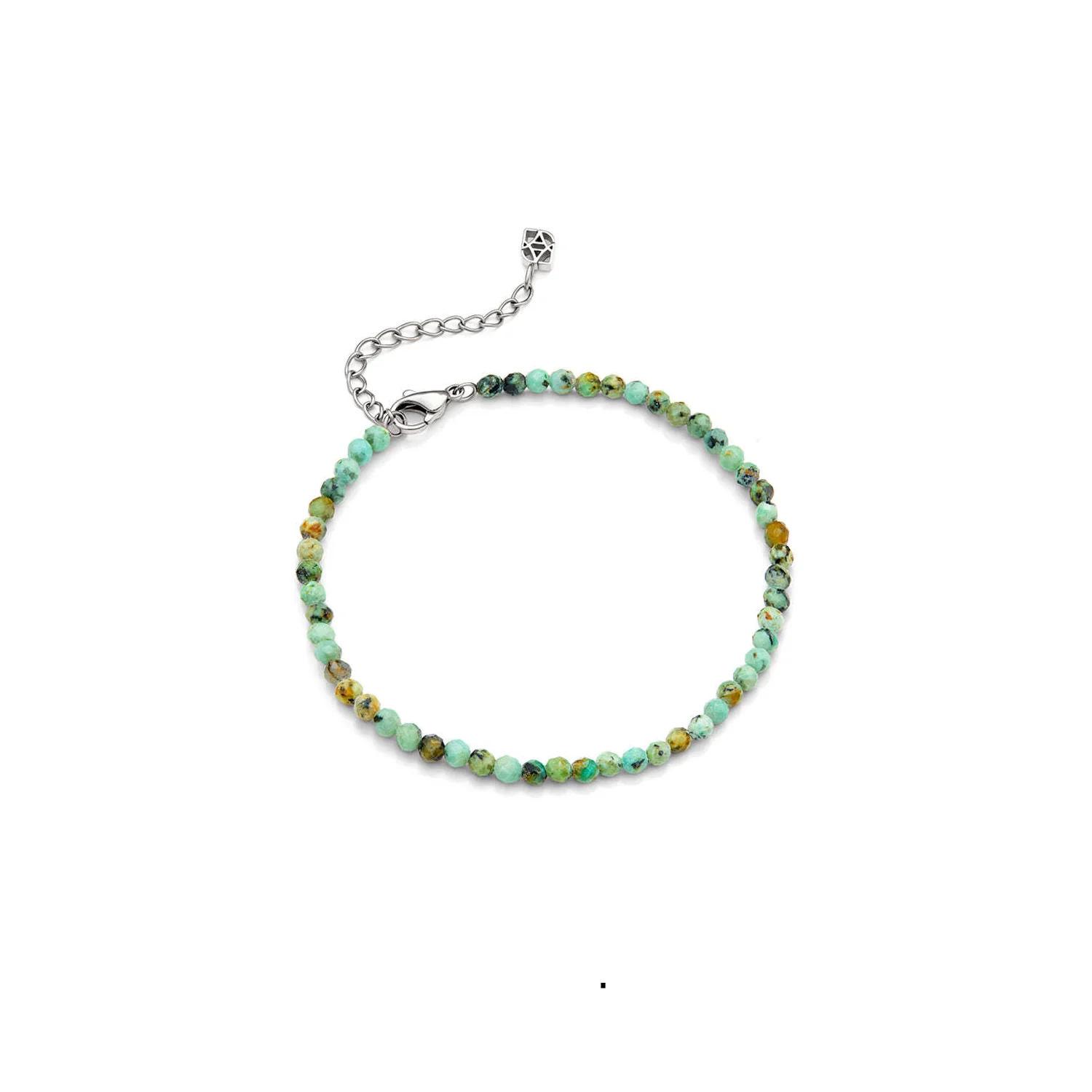 Layering Green Turquoise Beaded Bracelet (Silver) - Image 3