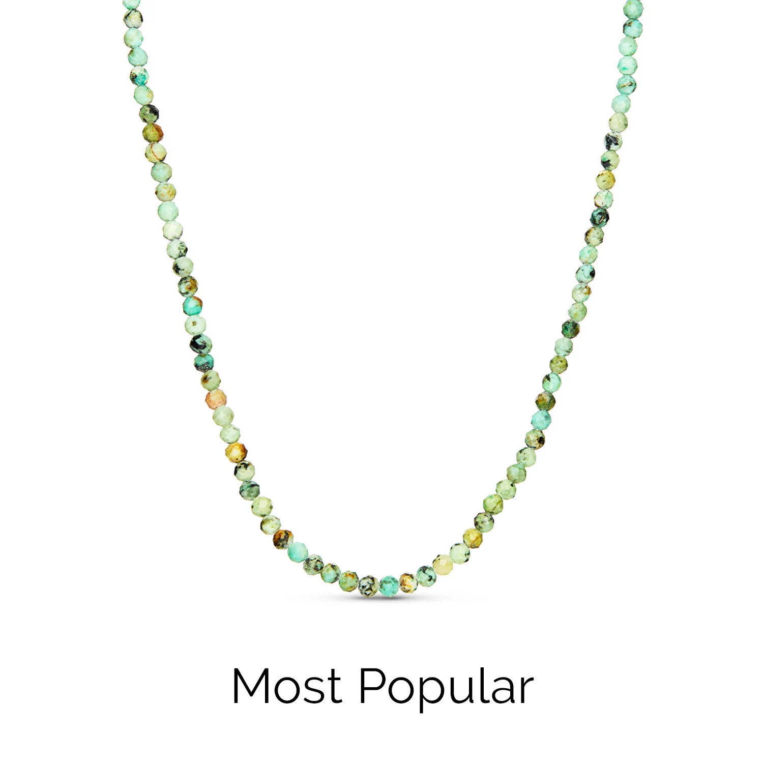 Layering Green Turquoise Beaded Necklace (Silver) - Image 3