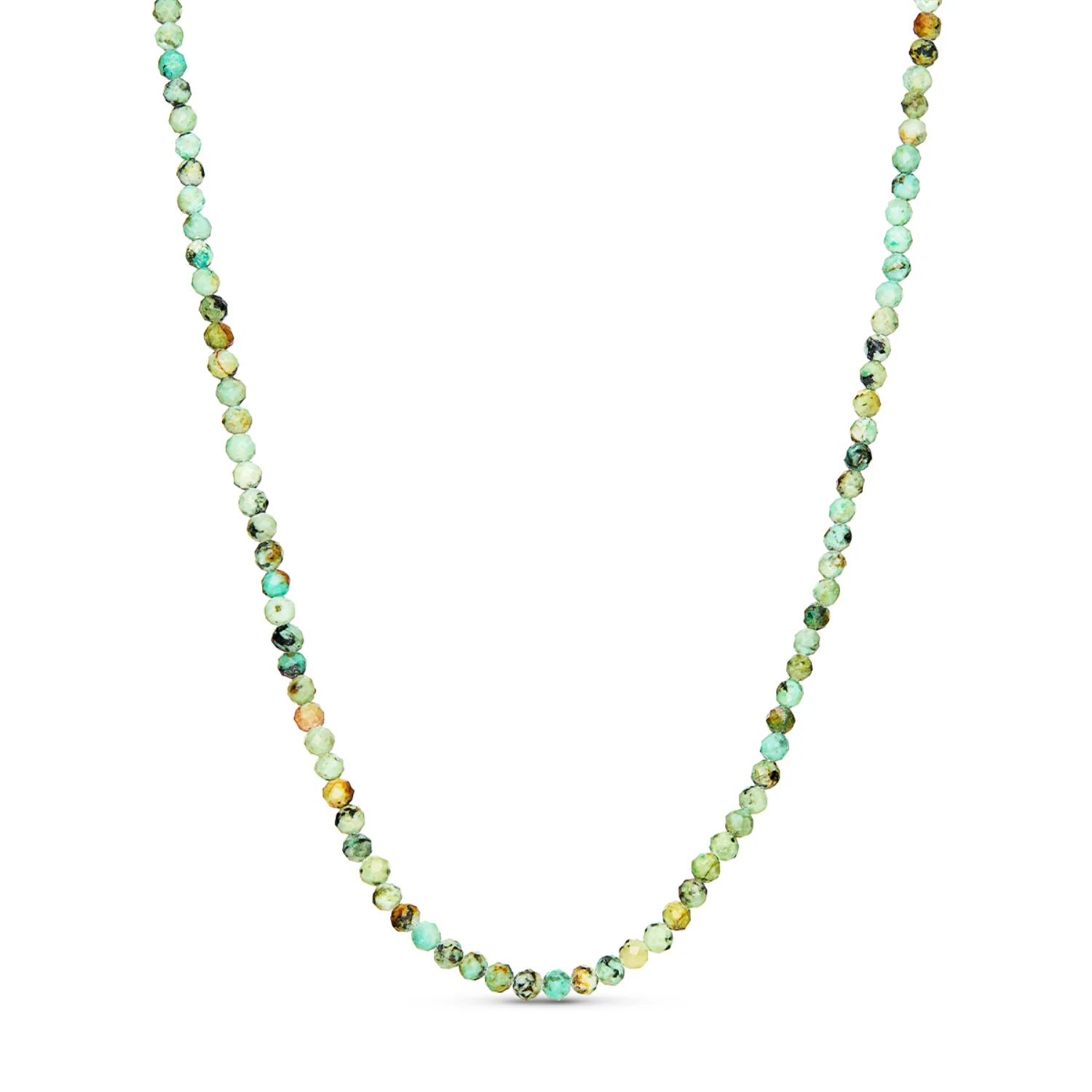 Layering Green Turquoise Beaded Necklace (Silver) - Image 4
