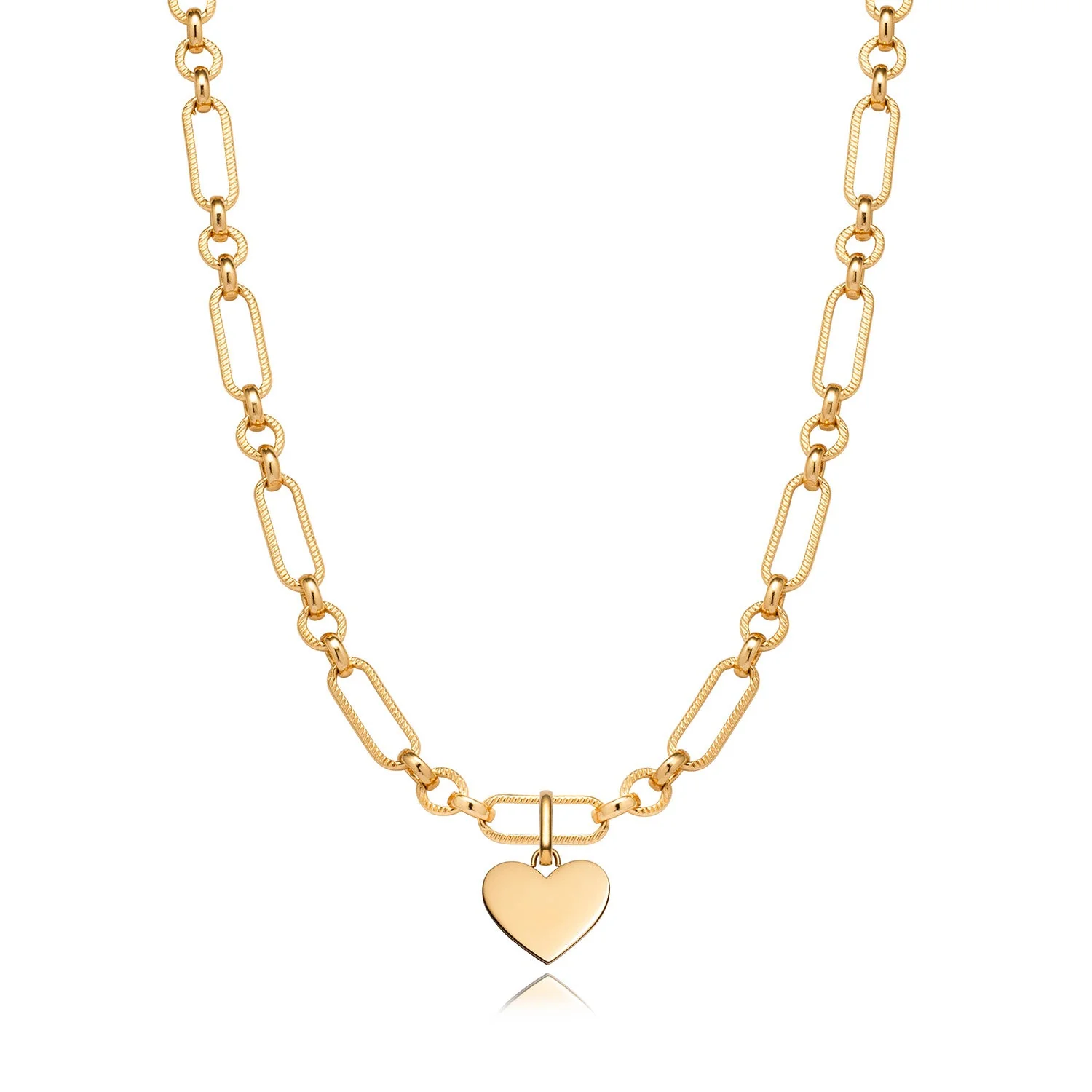 Heart Figaro Chain Necklace (Gold) - Image 4