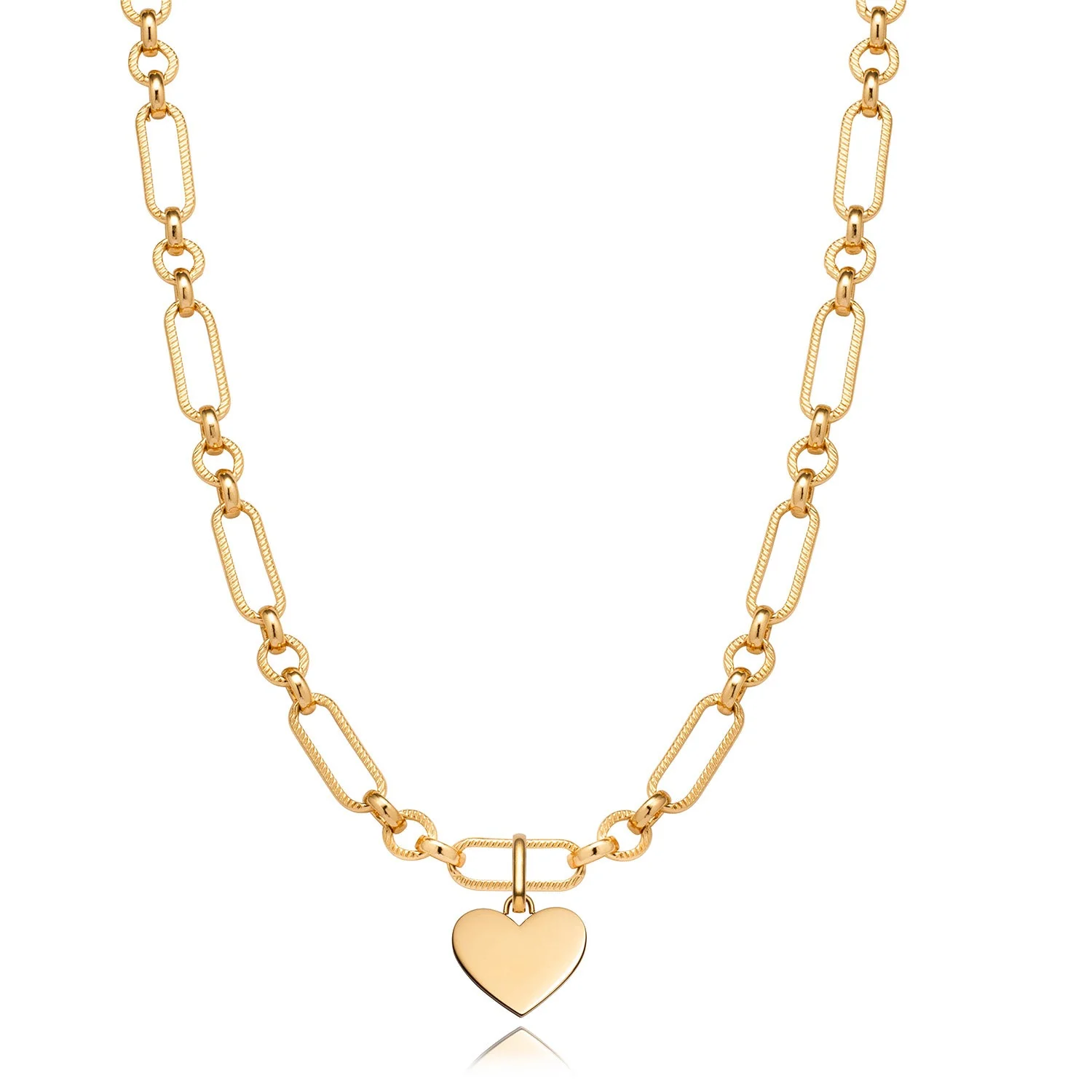 Heart Figaro Chain Necklace (Gold) - Image 5