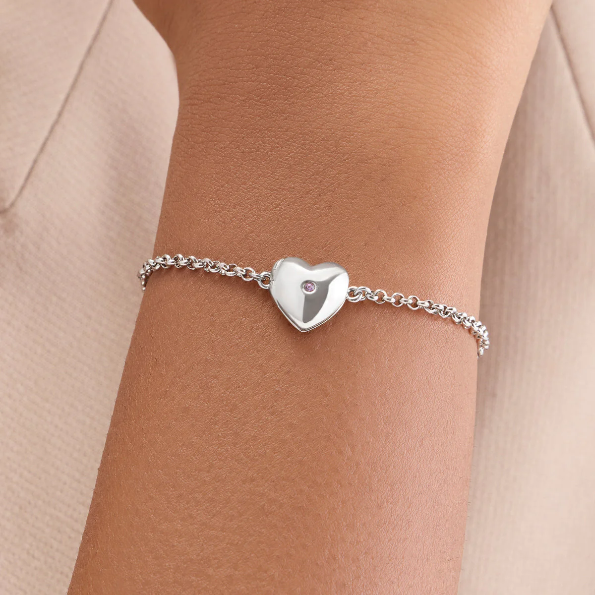 Heart Photo Locket Bracelet (Silver) - Image 2