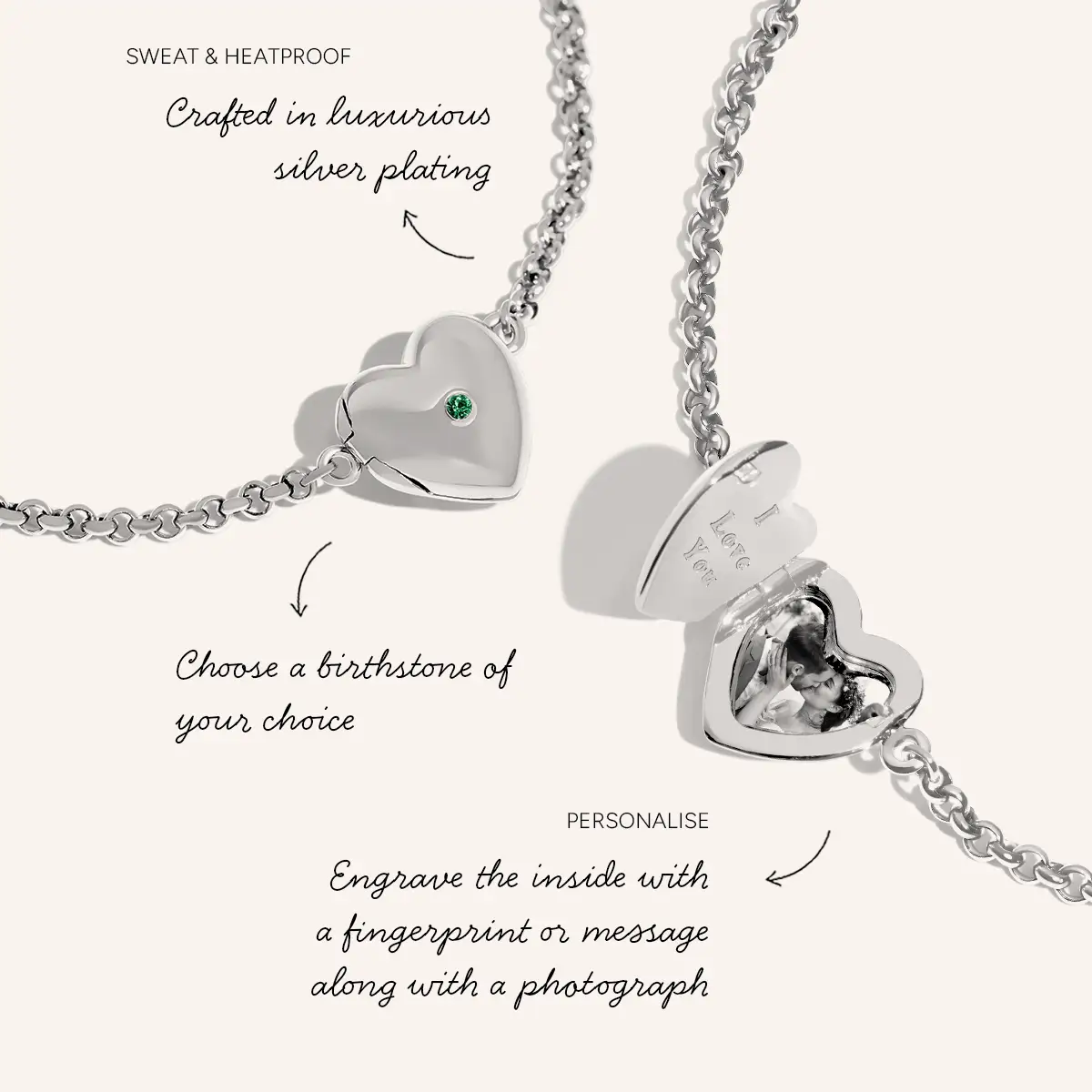Heart Photo Locket Bracelet (Silver) - Image 3