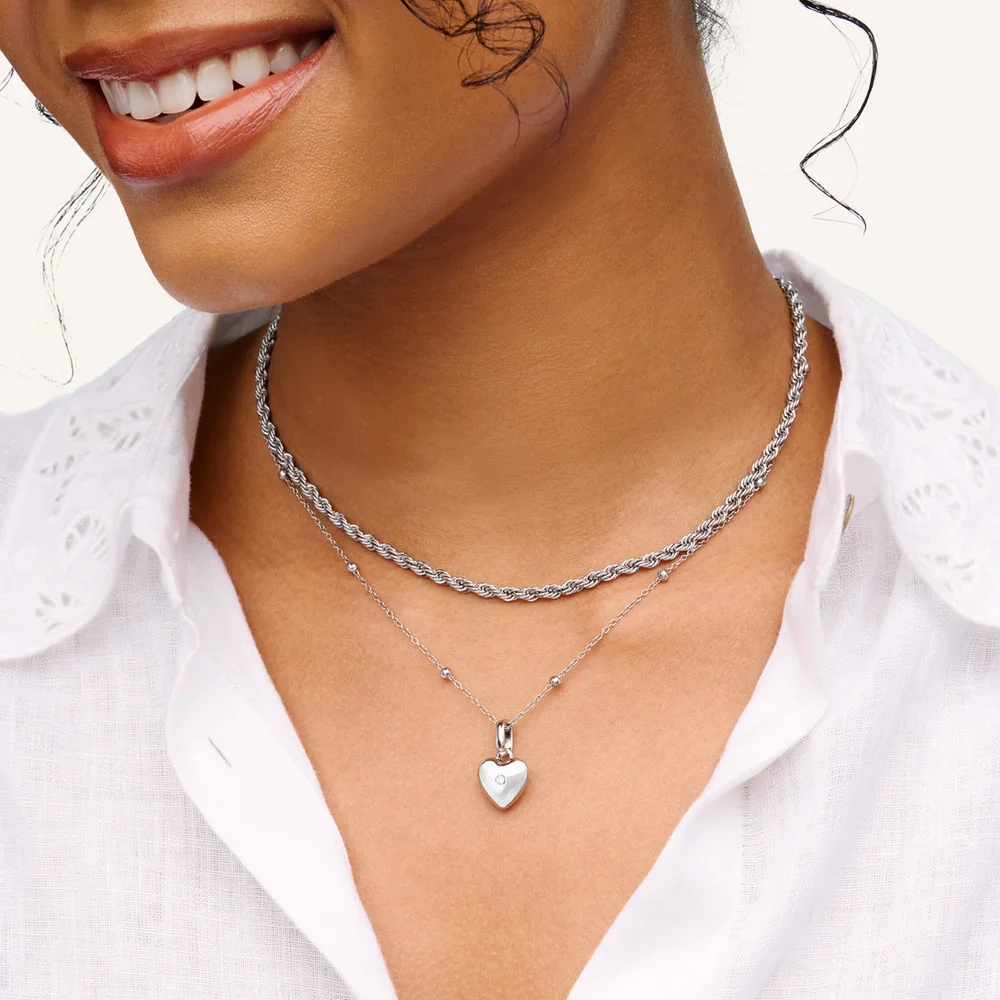 Heart Double Photo Locket Necklace (Silver) - Image 4