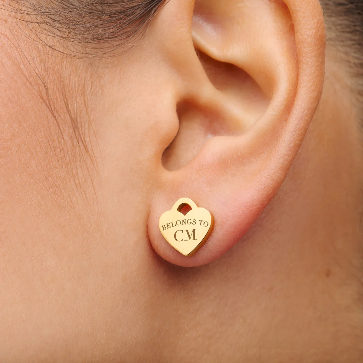 Heart Token Stud Earring (Gold) - Image 2