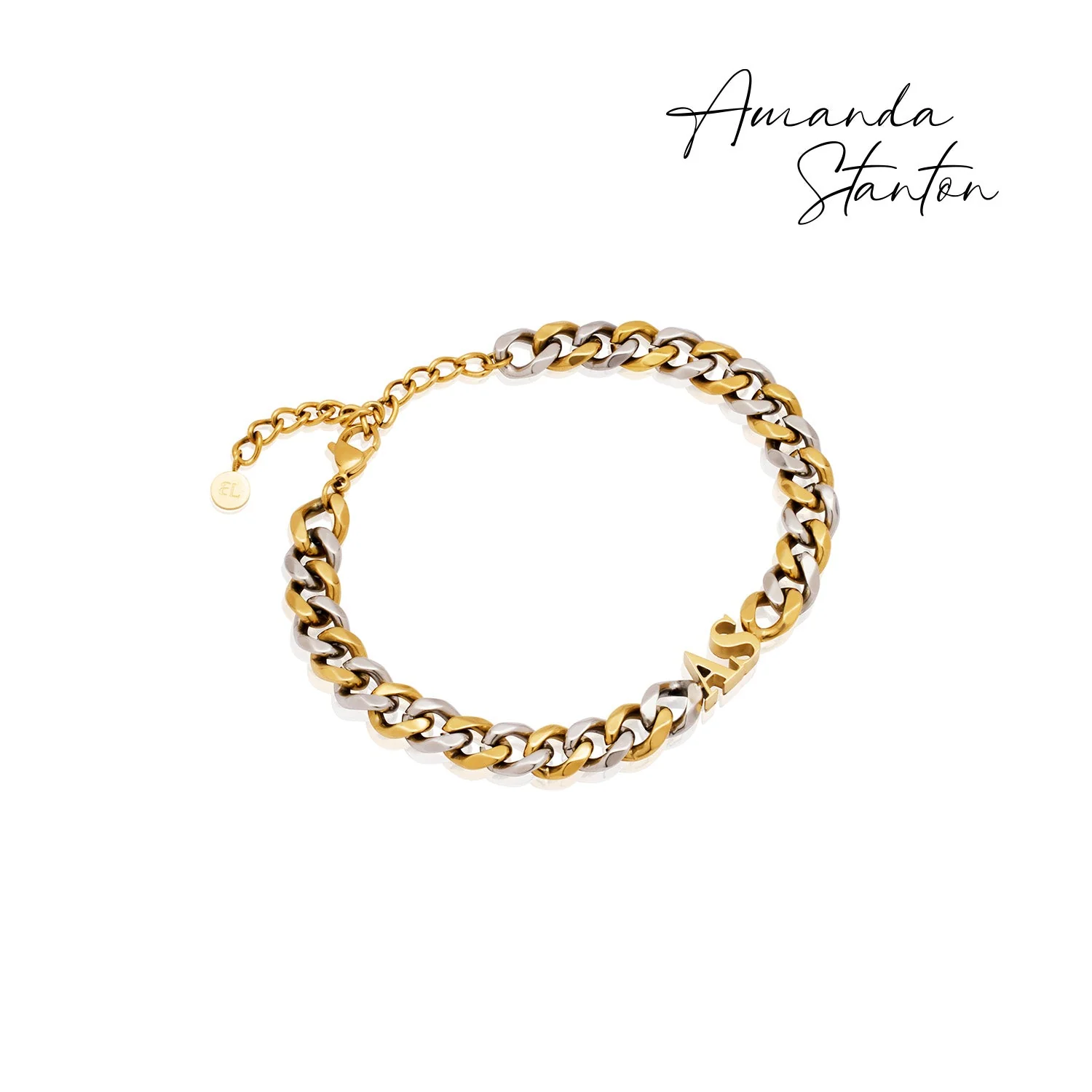 Initial Curb Bracelet (Gold/Silver) - Image 7