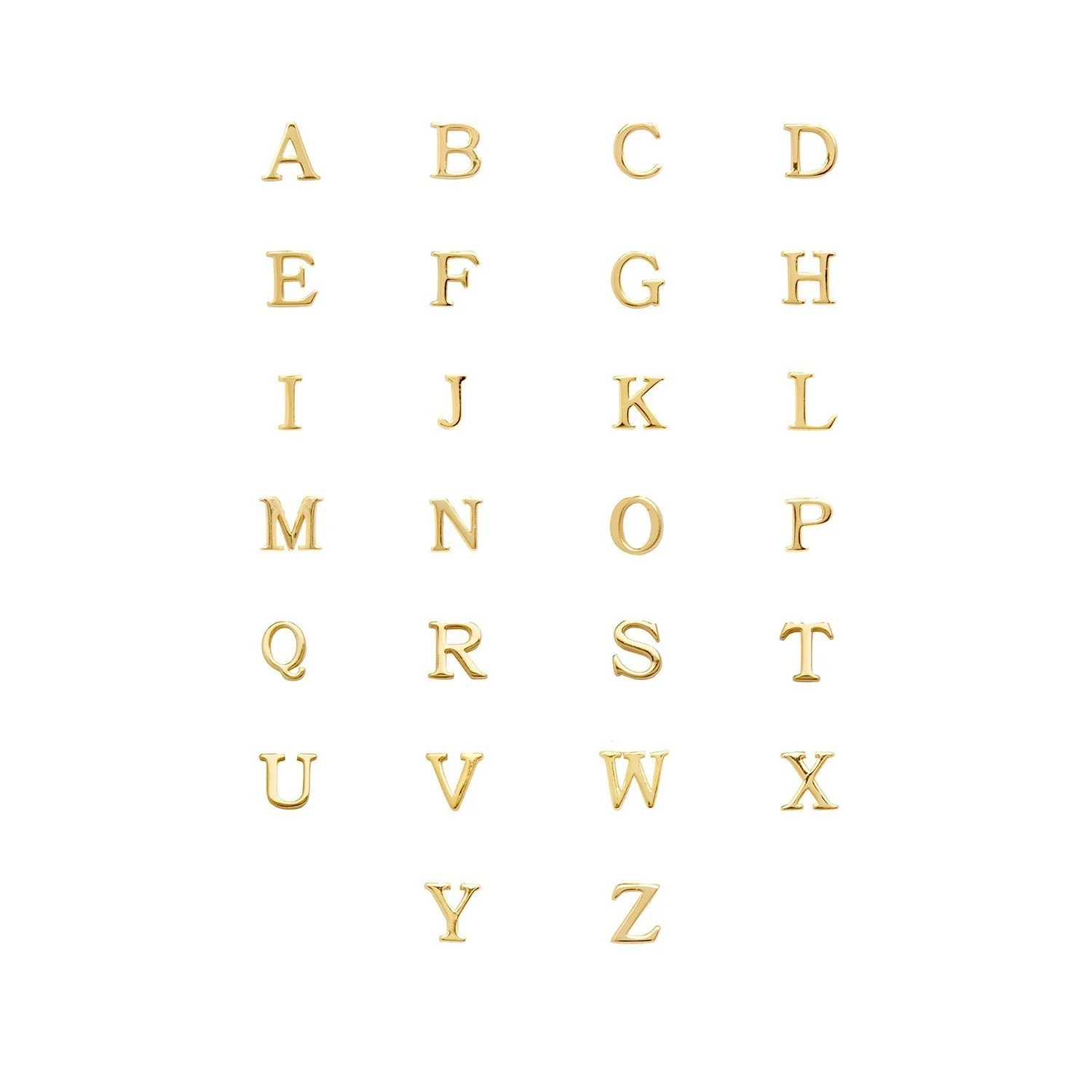 Initial Zip Pull Charm (Gold)