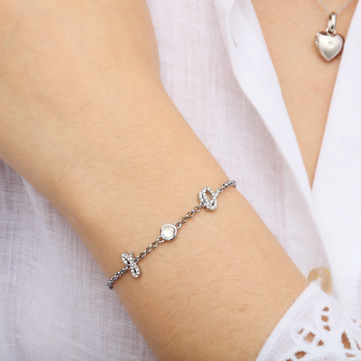 Made Mine Initials & Birthstone Bracelet (Silver) - Image 2