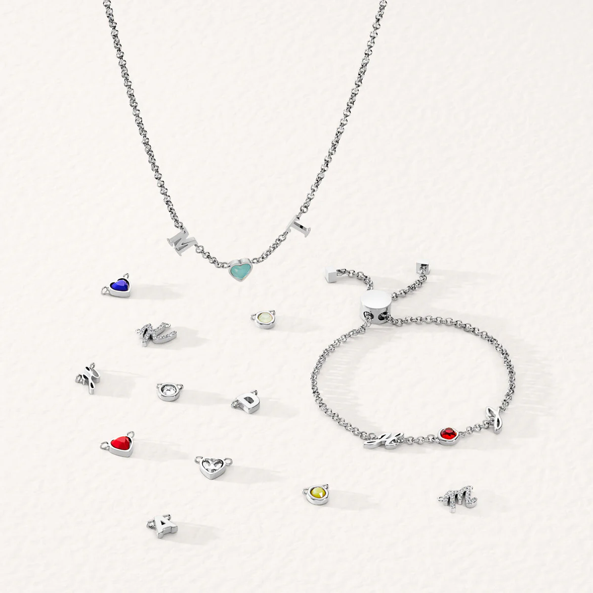 Made Mine Initials & Birthstone Bracelet (Silver) - Image 4