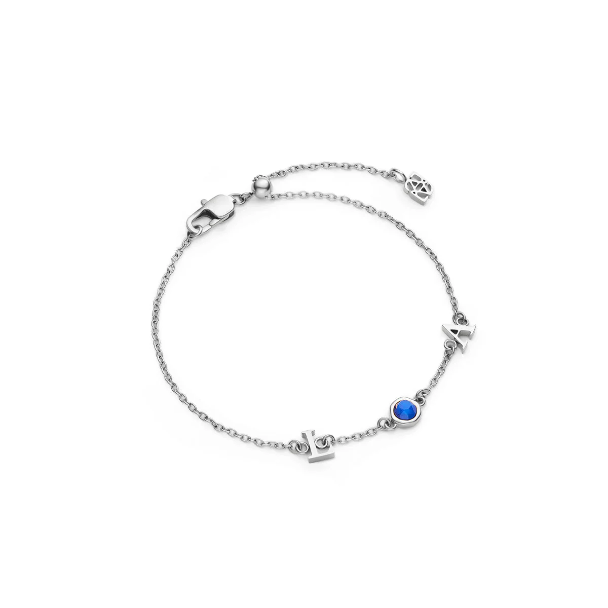 Made Mine Initials & Birthstone Bracelet (Silver) - Image 7