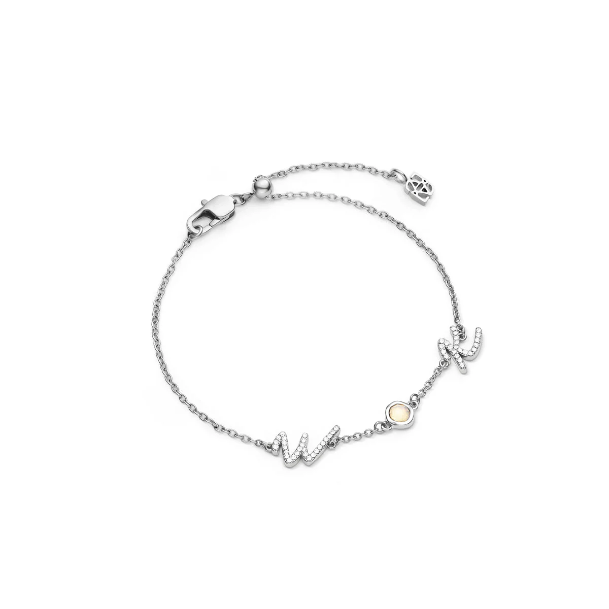 Made Mine Initials & Birthstone Bracelet (Silver) - Image 9