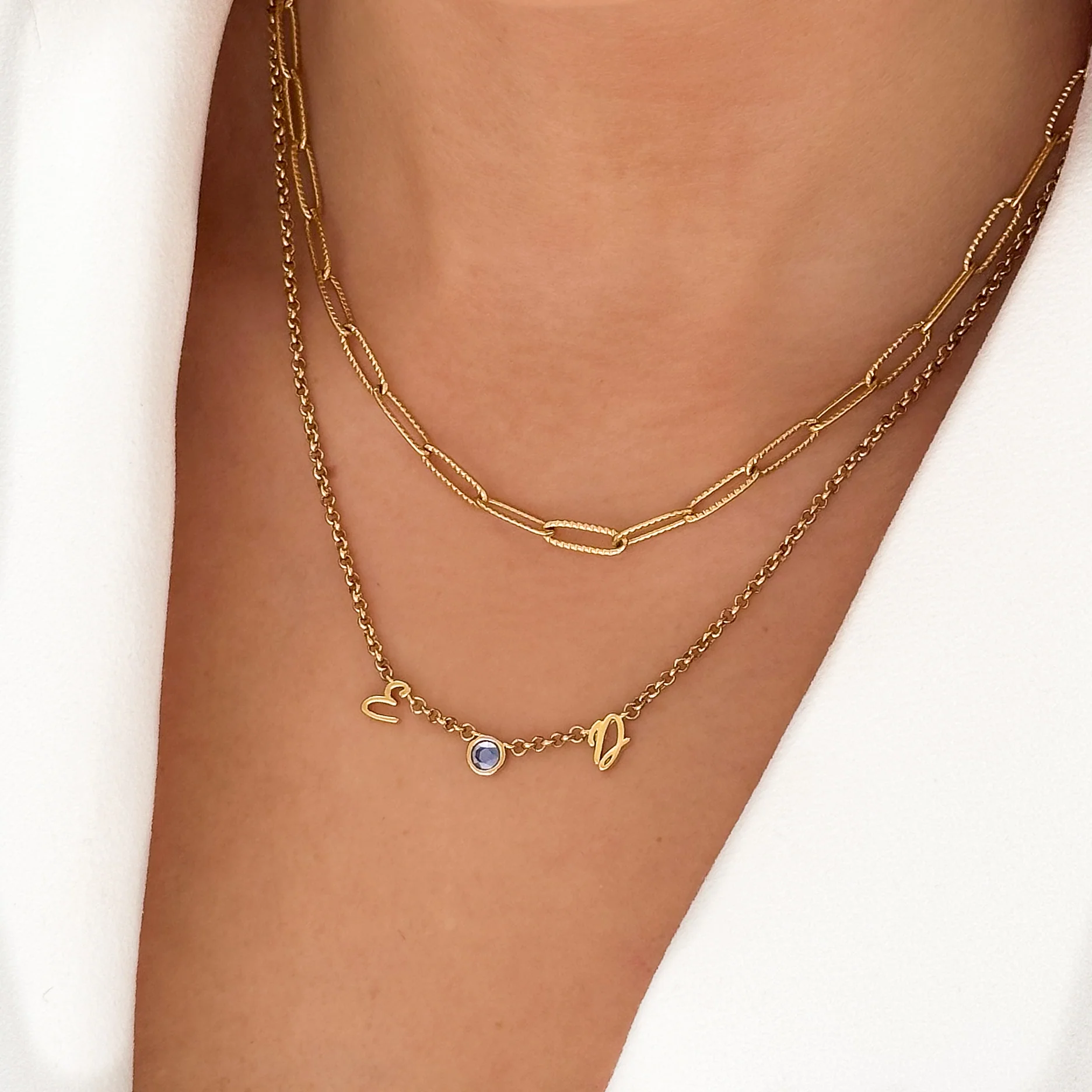 Made Mine Initials & Birthstone Necklace (Gold) - Image 3