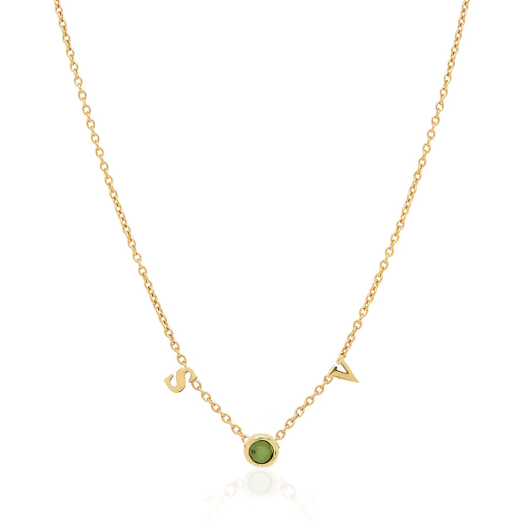 Made Mine Initials & Birthstone Necklace (Gold) - Image 6