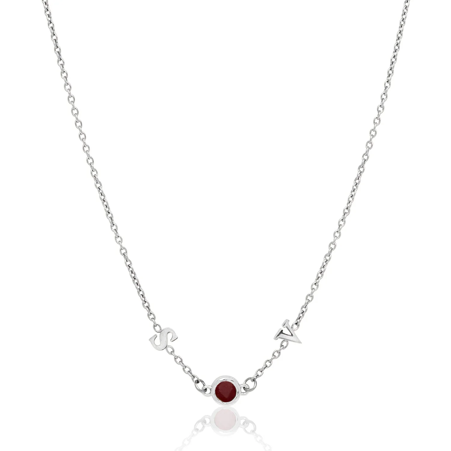 Made Mine Initials & Birthstone Necklace (Silver) - Image 19