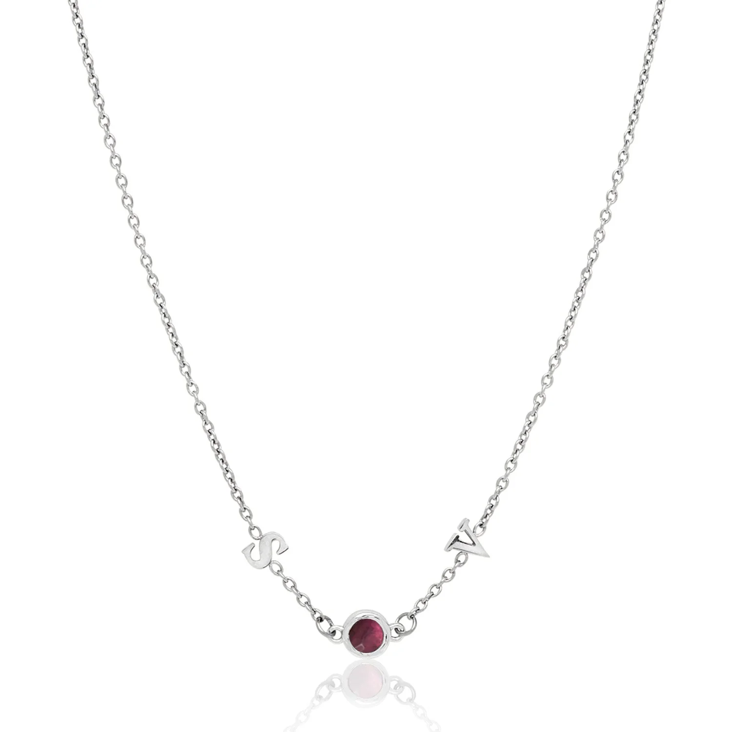 Made Mine Initials & Birthstone Necklace (Silver) - Image 20