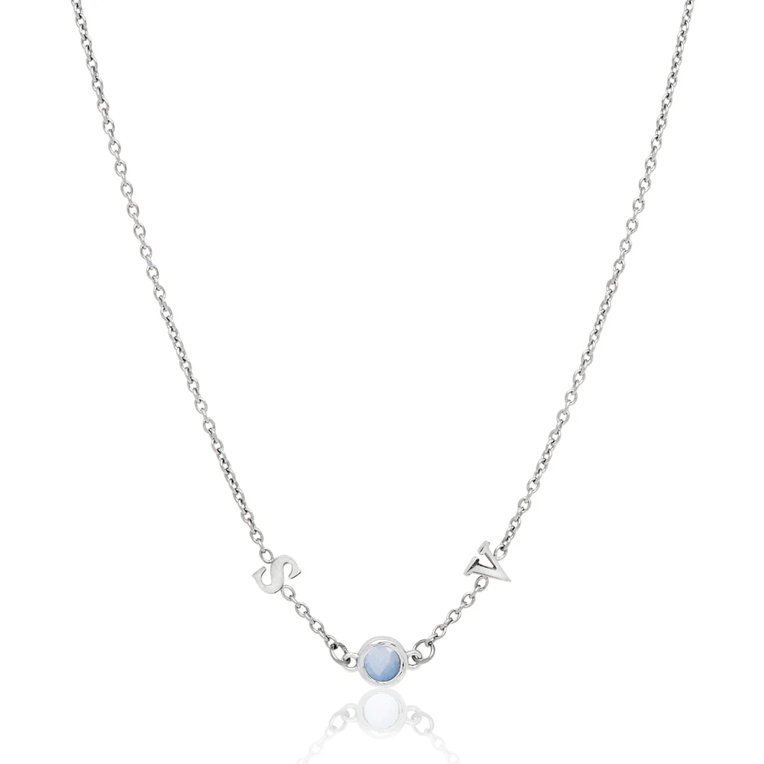 Made Mine Initials & Birthstone Necklace (Silver) - Image 21