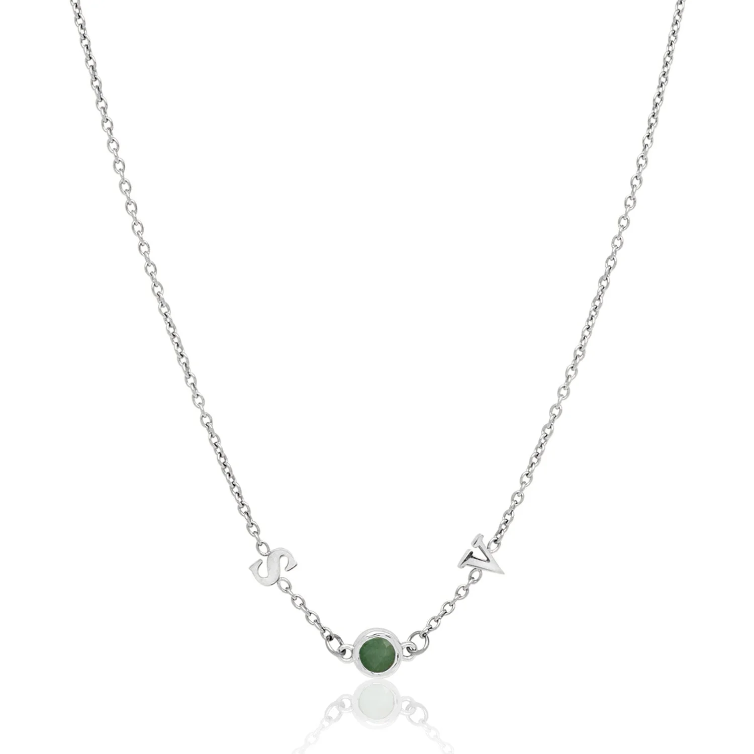 Made Mine Initials & Birthstone Necklace (Silver) - Image 23
