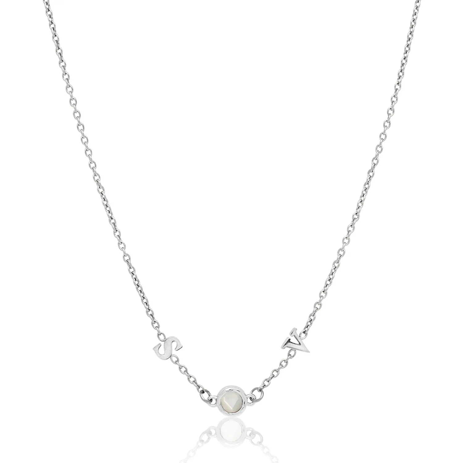 Made Mine Initials & Birthstone Necklace (Silver) - Image 24