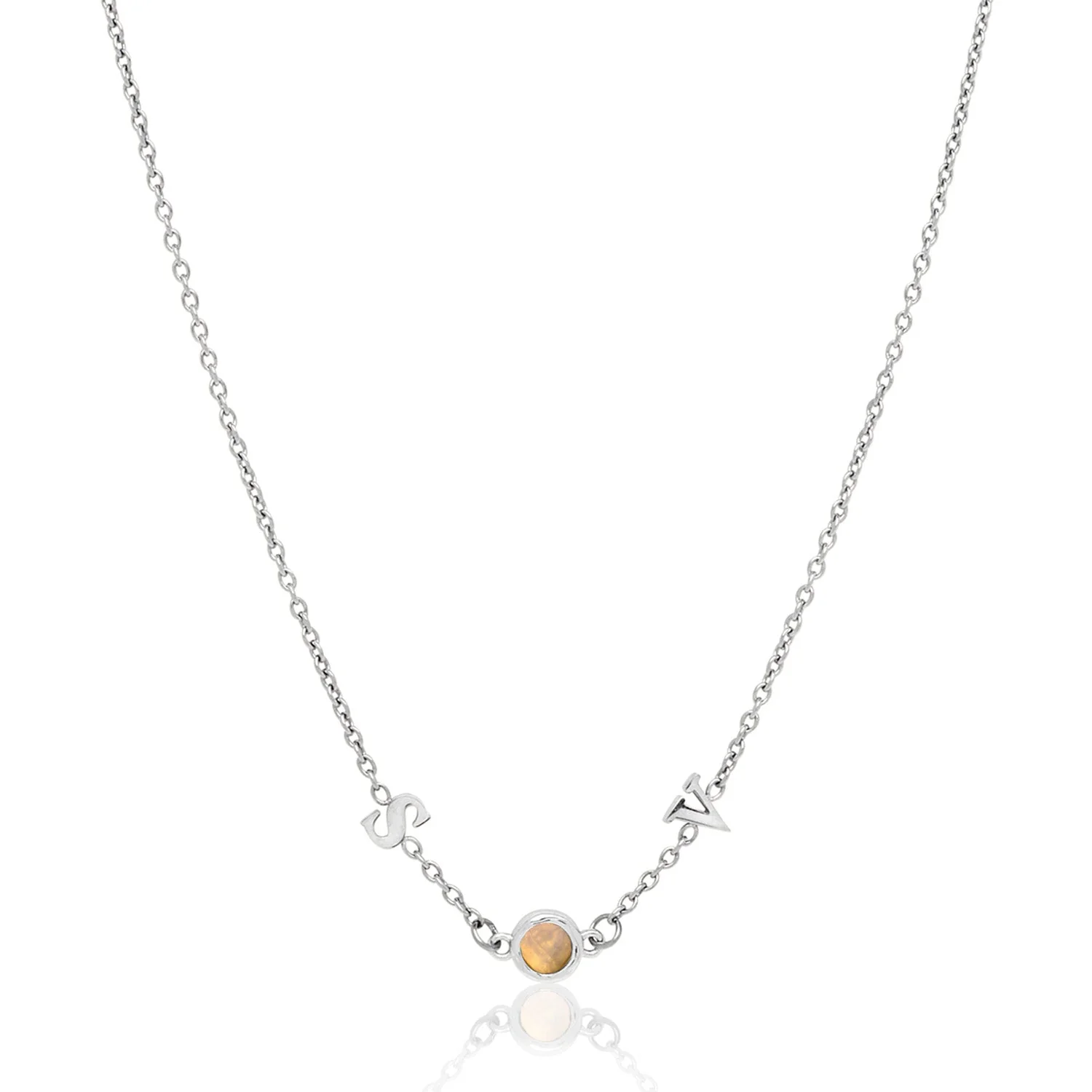 Made Mine Initials & Birthstone Necklace (Silver) - Image 28