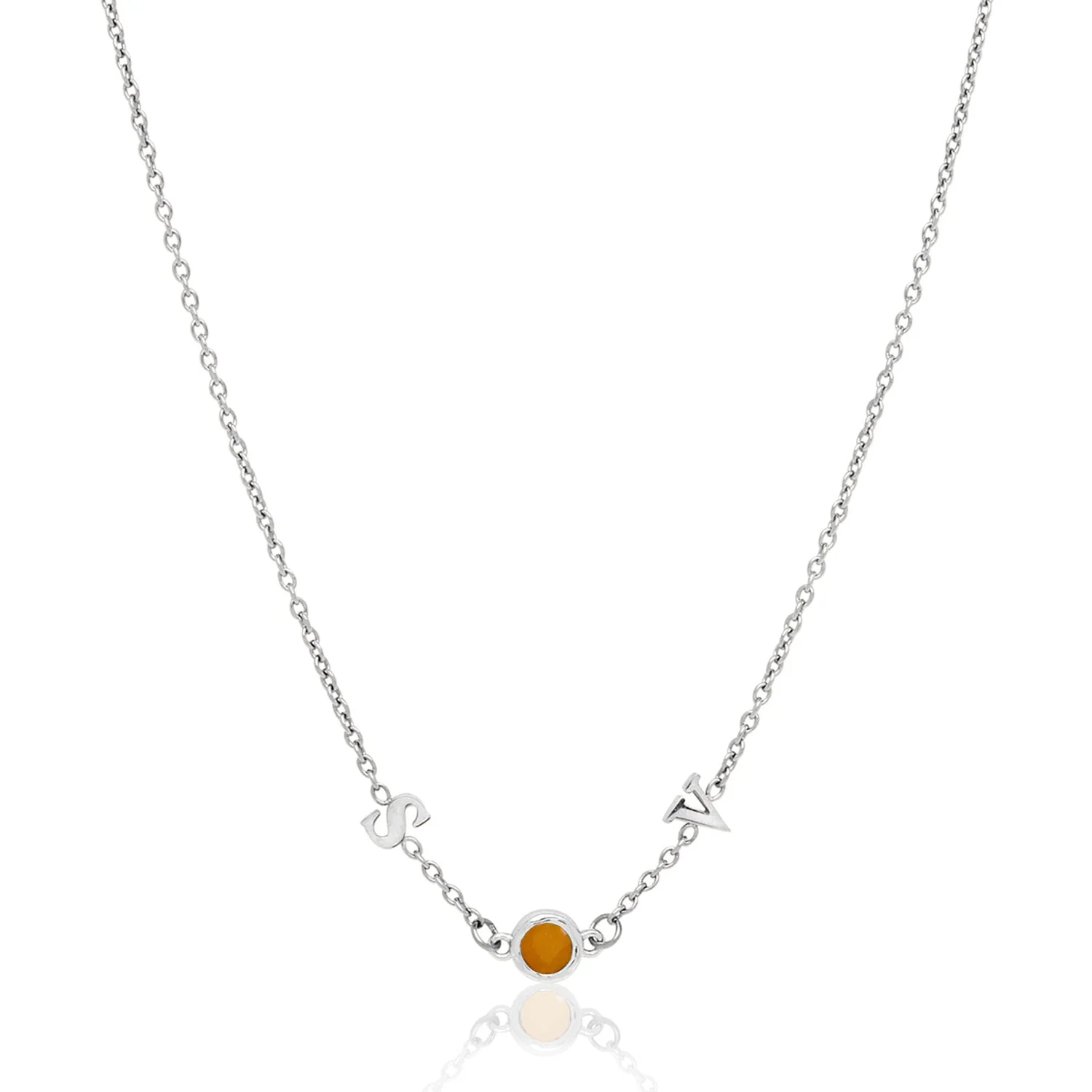 Made Mine Initials & Birthstone Necklace (Silver) - Image 29
