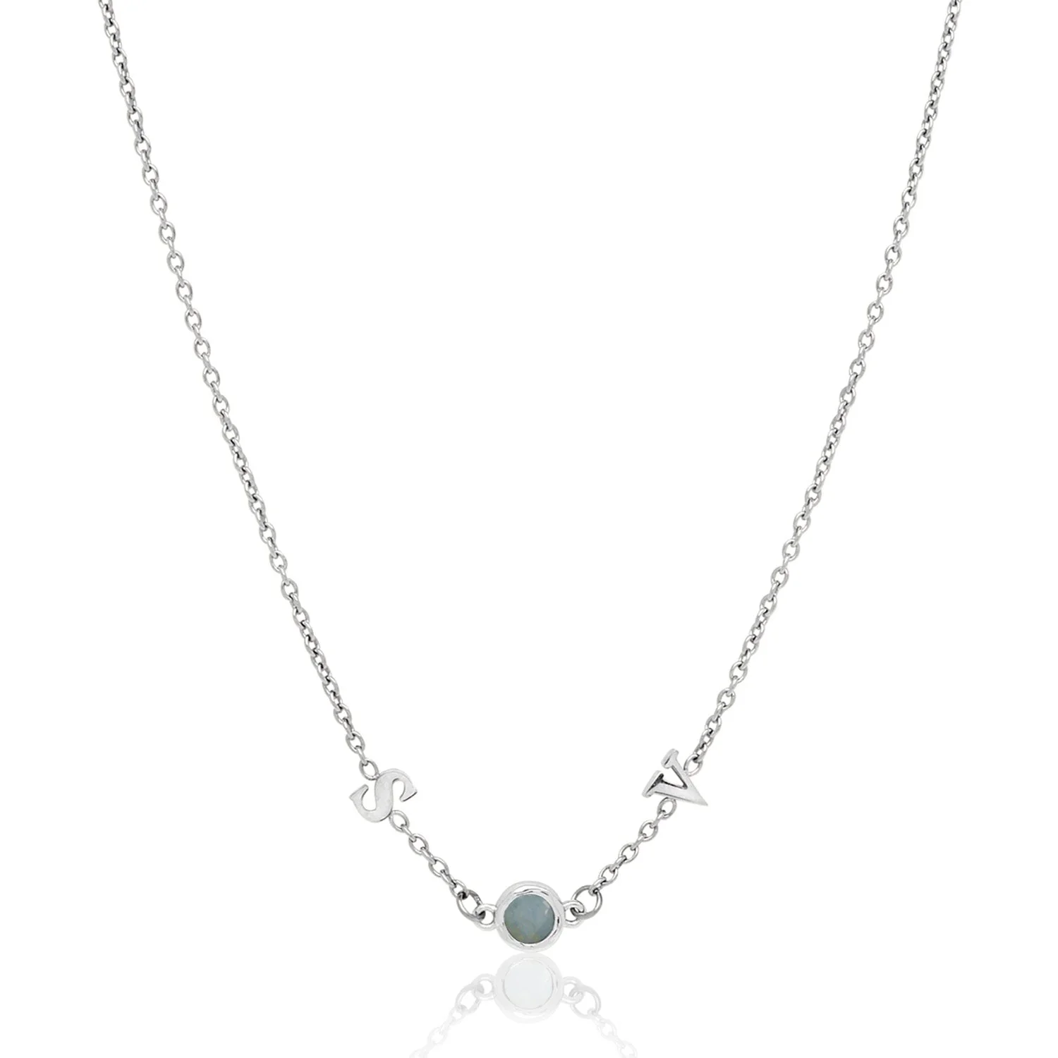 Made Mine Initials & Birthstone Necklace (Silver) - Image 30