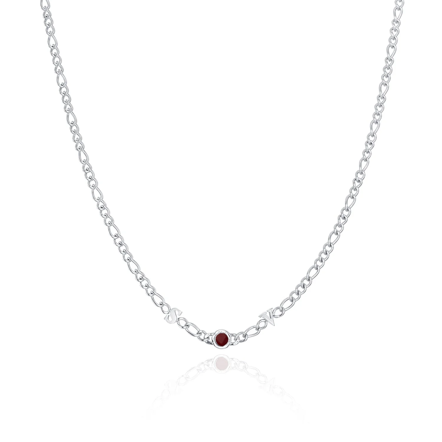Made Mine Initials & Birthstone Necklace (Silver) - Image 31