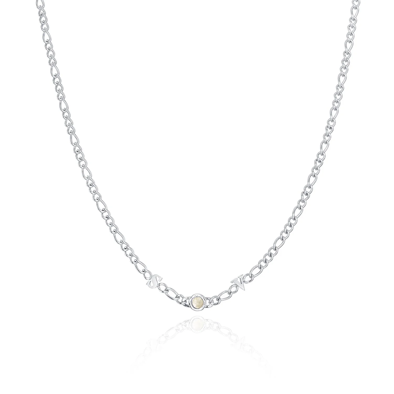 Made Mine Initials & Birthstone Necklace (Silver) - Image 34