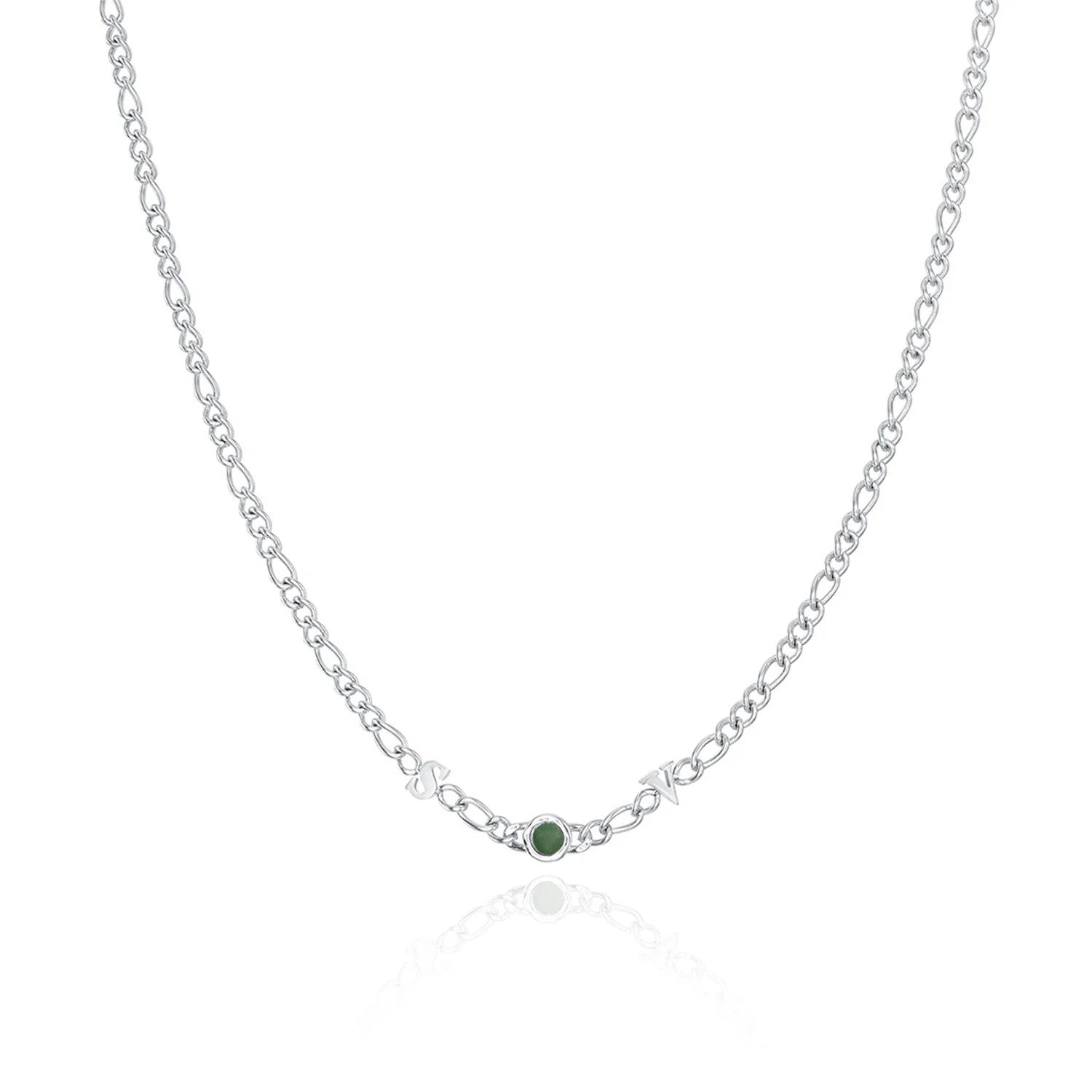 Made Mine Initials & Birthstone Necklace (Silver) - Image 35