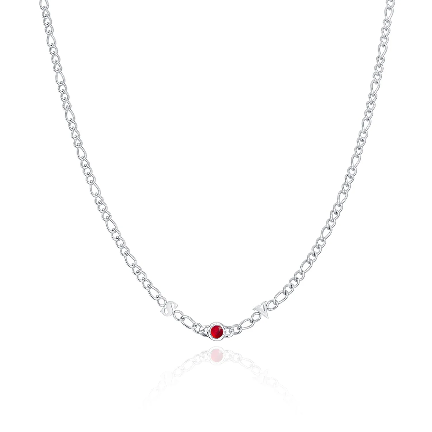 Made Mine Initials & Birthstone Necklace (Silver) - Image 37