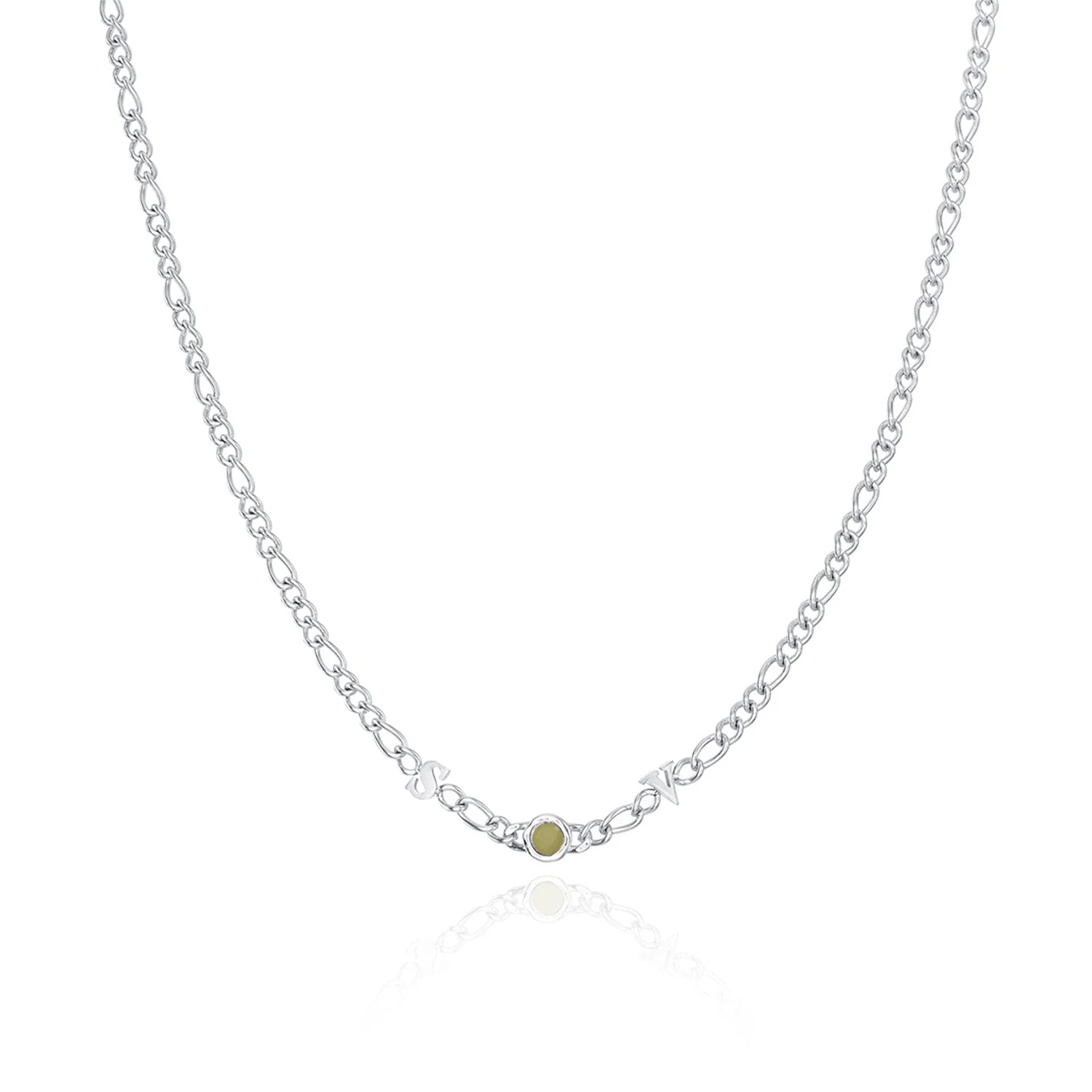 Made Mine Initials & Birthstone Necklace (Silver) - Image 38