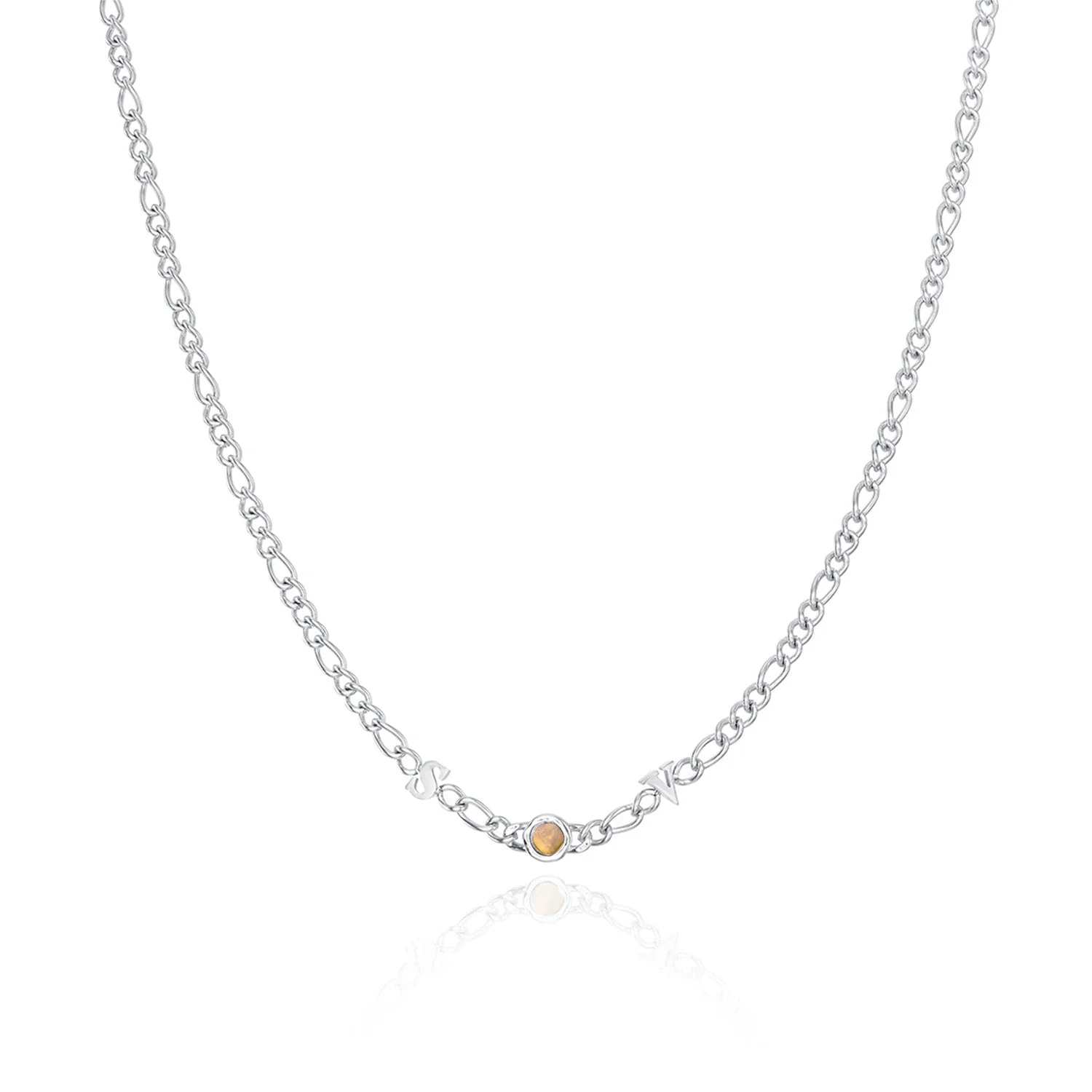 Made Mine Initials & Birthstone Necklace (Silver) - Image 40