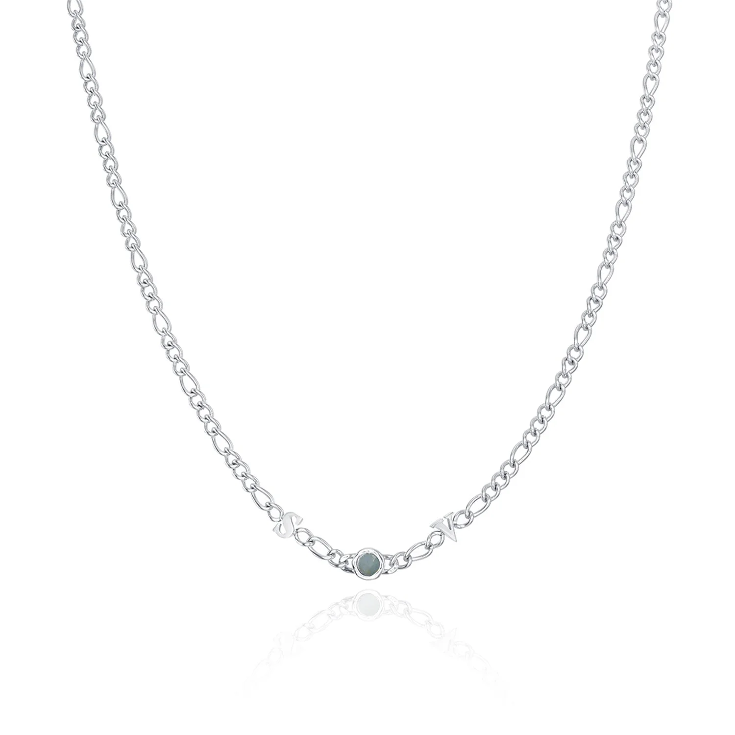Made Mine Initials & Birthstone Necklace (Silver) - Image 42