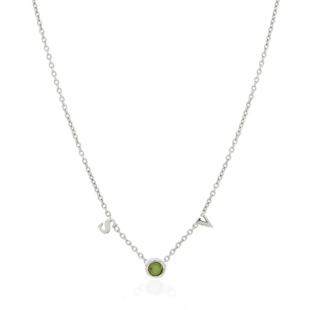 Made Mine Initials & Birthstone Necklace (Silver) - Image 46