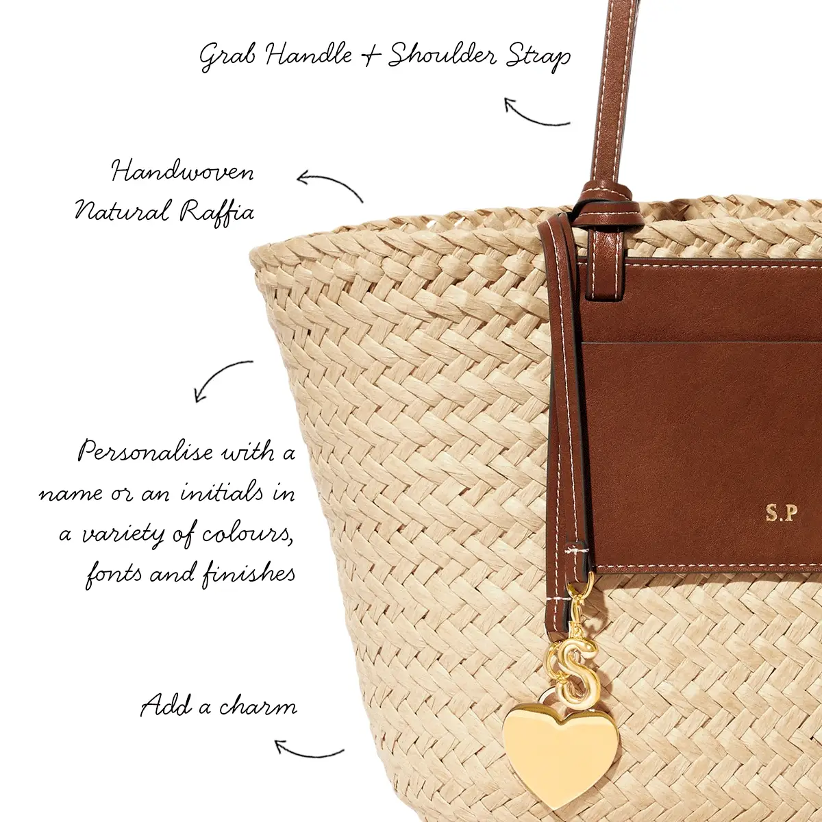 Large Raffia Structured Bag (Natural) - Image 3