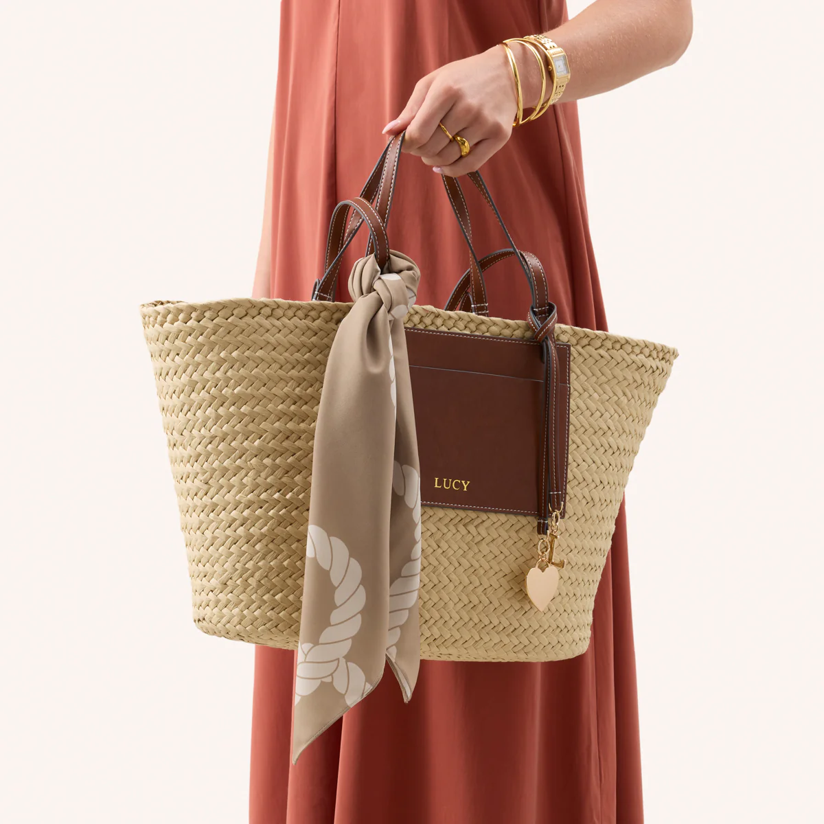 Large Raffia Structured Bag (Natural) - Image 5