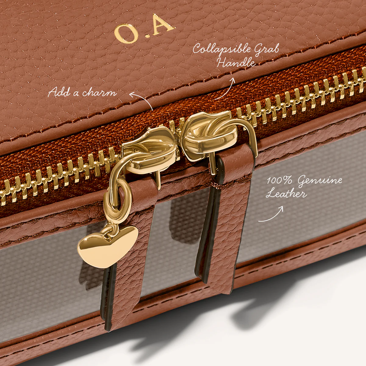 Large Vanity Cosmetic Bag (Tan) - Image 4