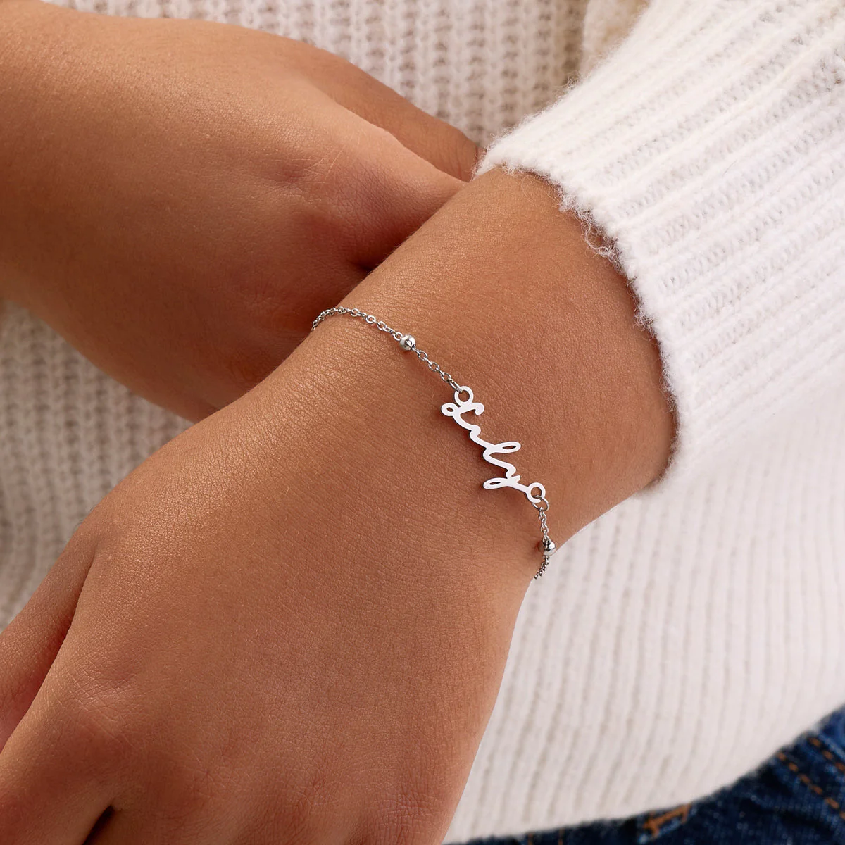 Layering Mini Me Sphere Chain Necklace (Silver) - Image 3