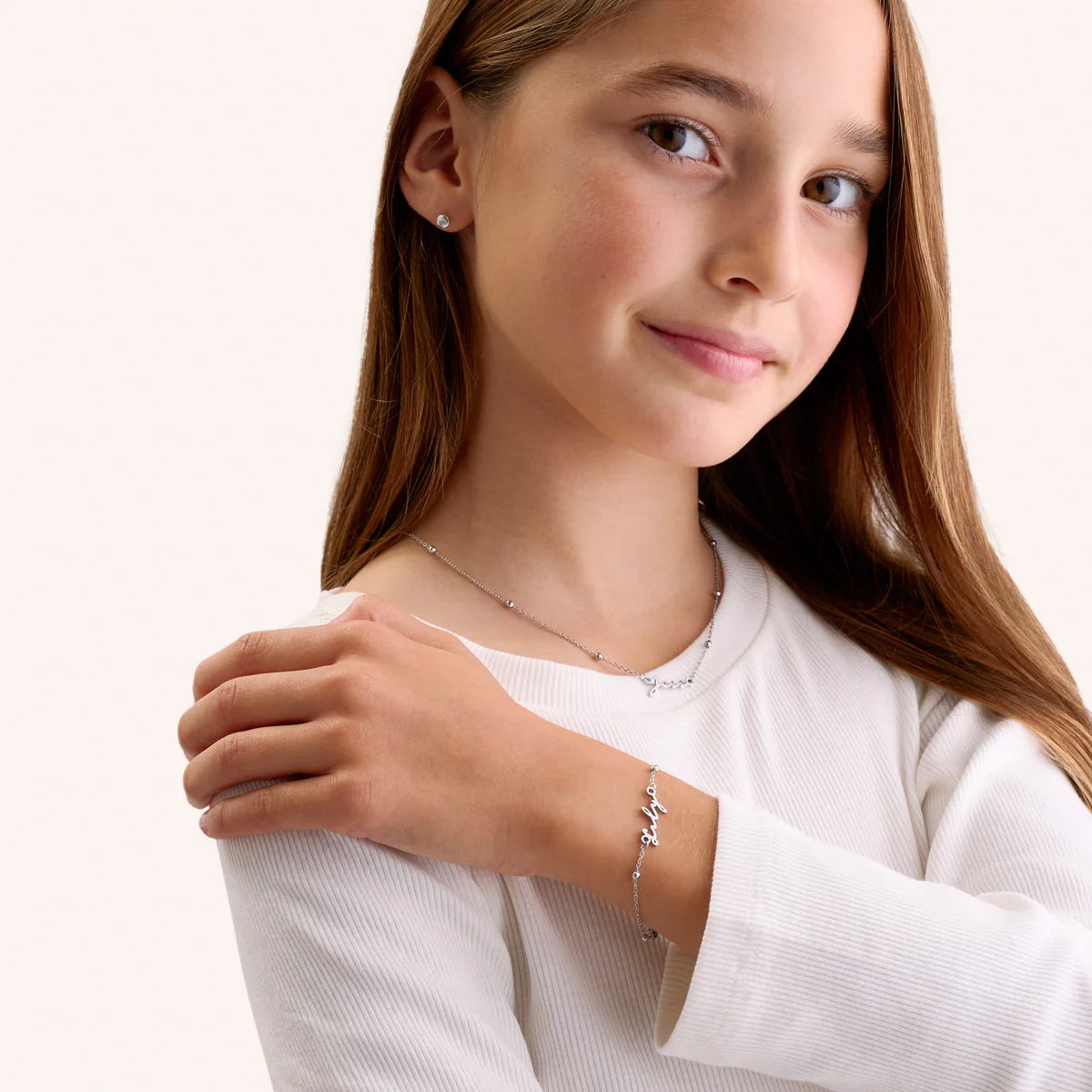 Layering Mini Me Sphere Chain Necklace (Silver) - Image 4