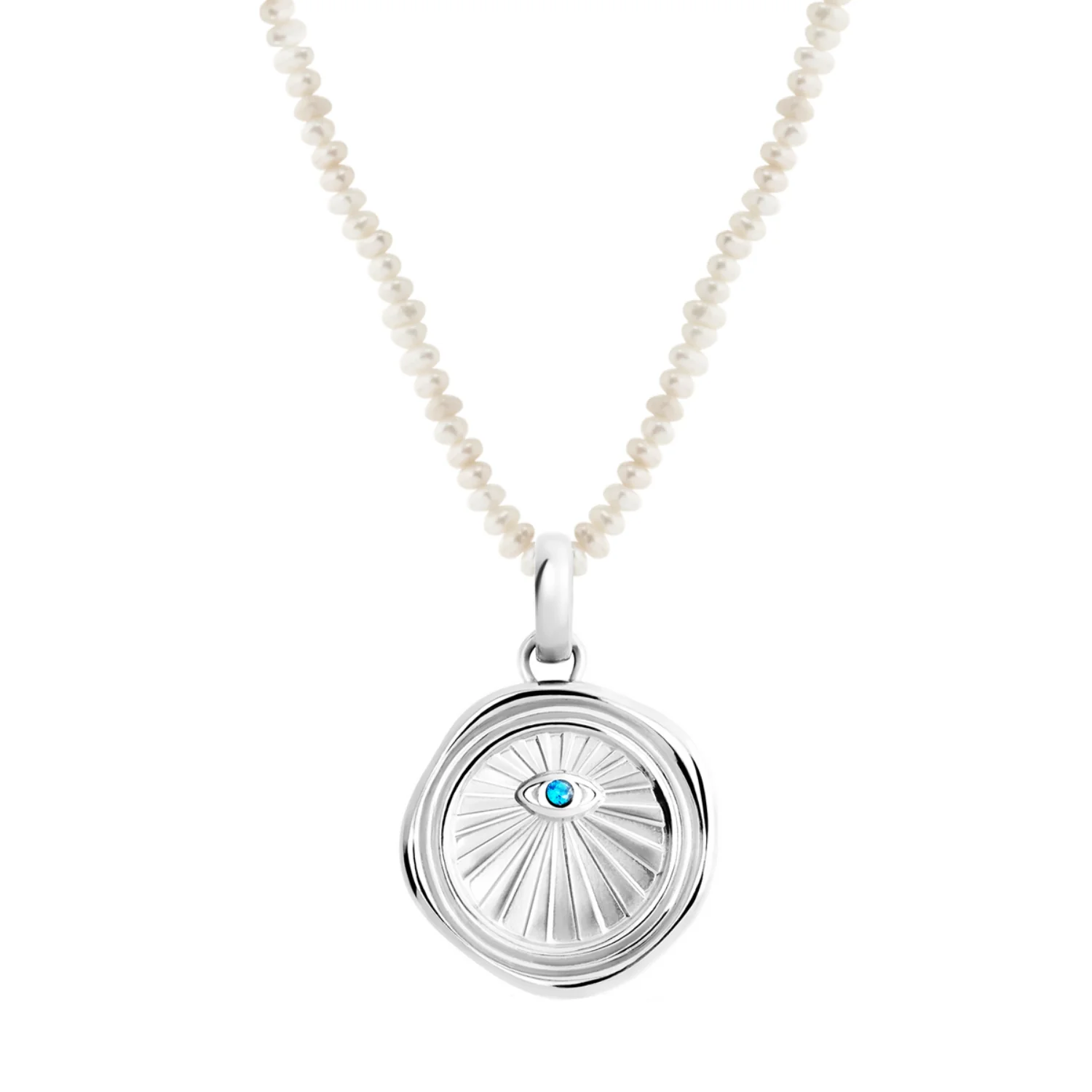 Layering Mini Pearl Beaded Chain Necklace (Silver) - Image 3