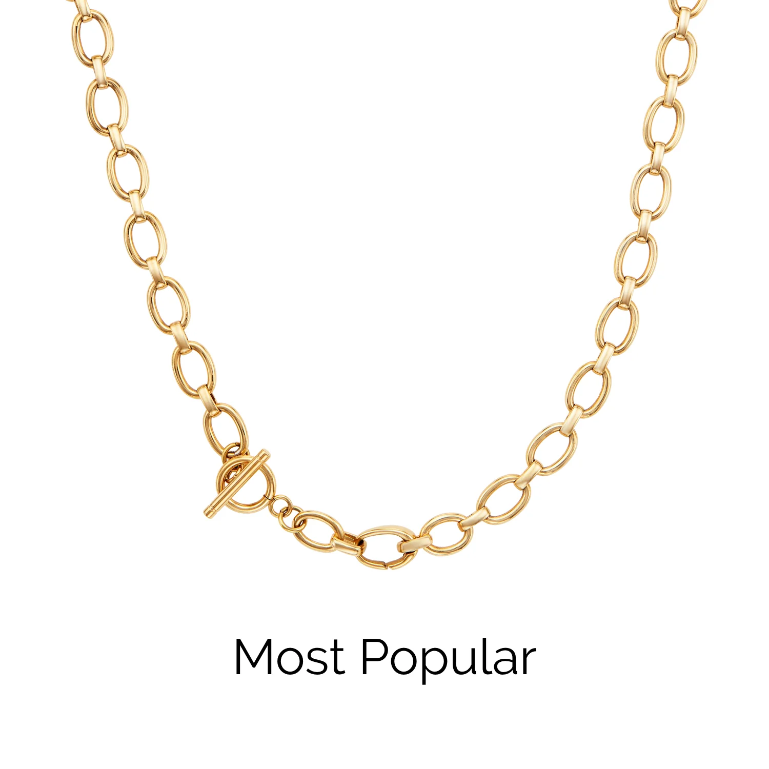 Layering Oval Link Chain Necklace (Gold) - Image 3
