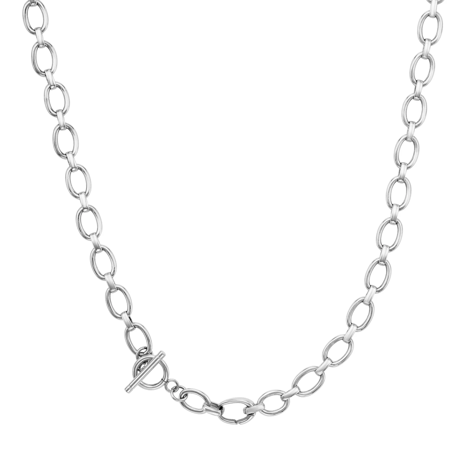 Layering Oval Link Chain Necklace (Silver) - Image 2