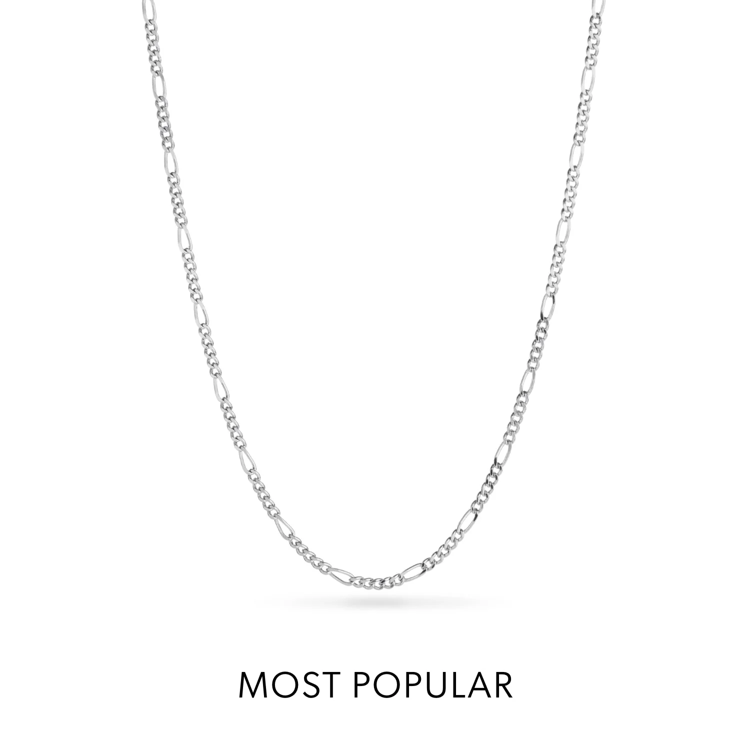Layering Small Figaro Chain Necklace (Silver) - Image 3