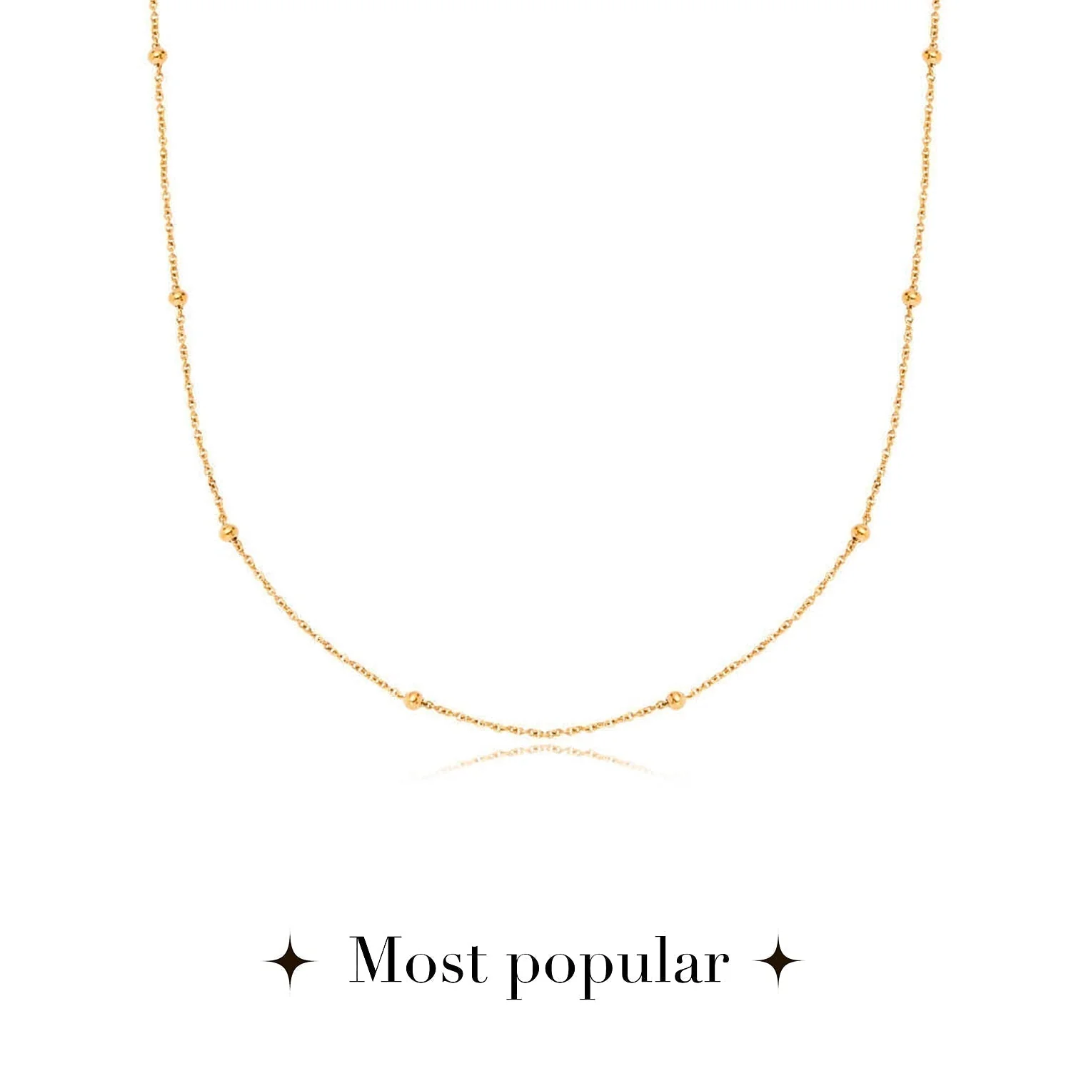 Layering Sphere Chain Necklace (Gold) - Image 4