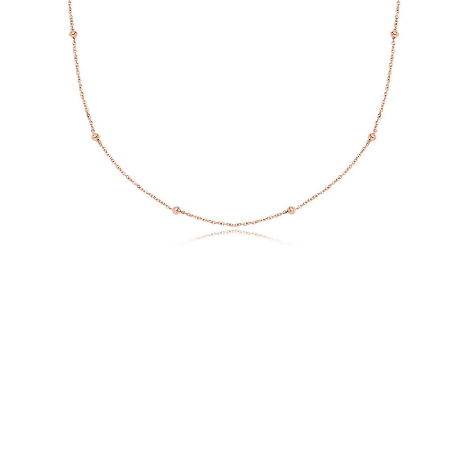 Layering Sphere Chain Necklace (Rose Gold) - Image 2