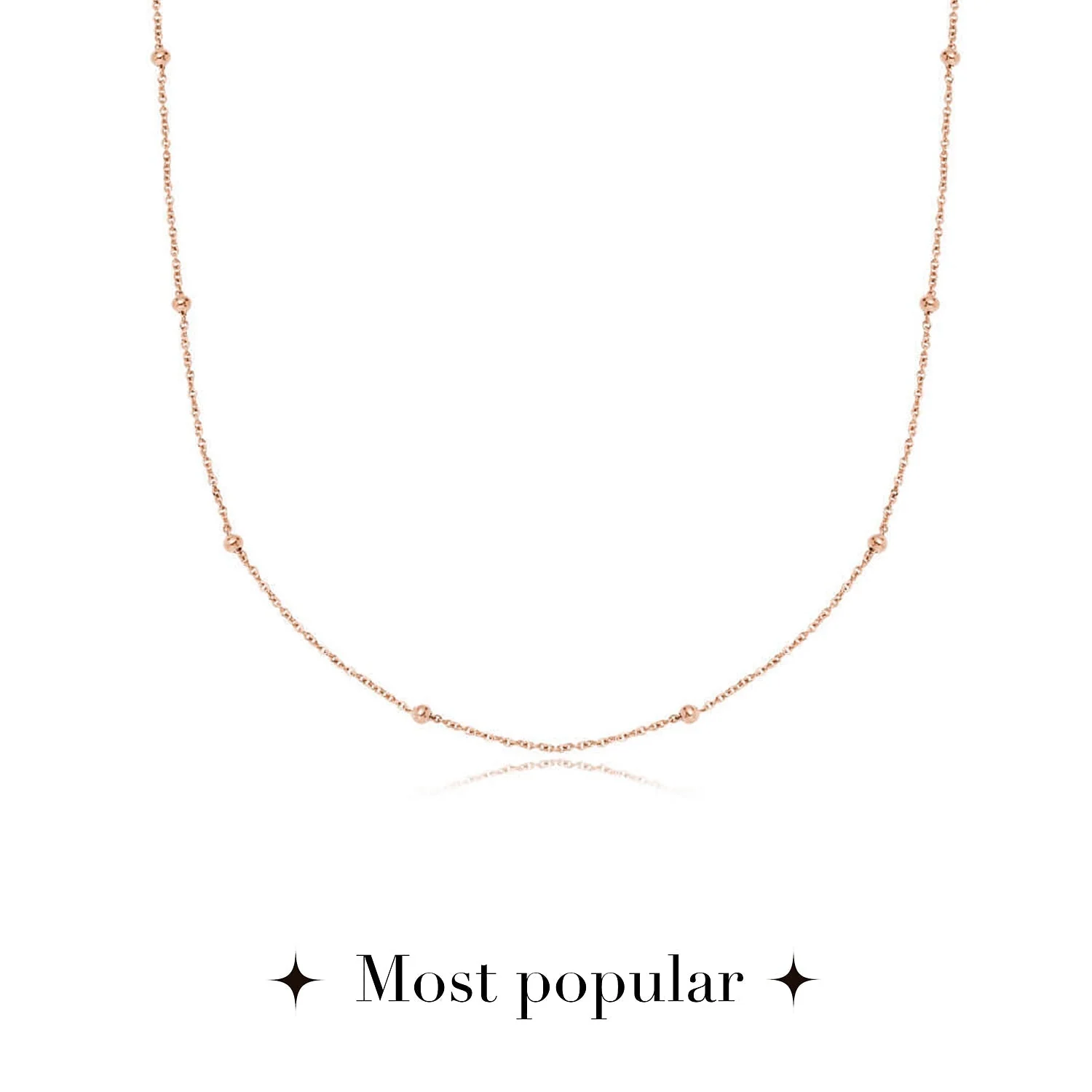 Layering Sphere Chain Necklace (Rose Gold) - Image 4