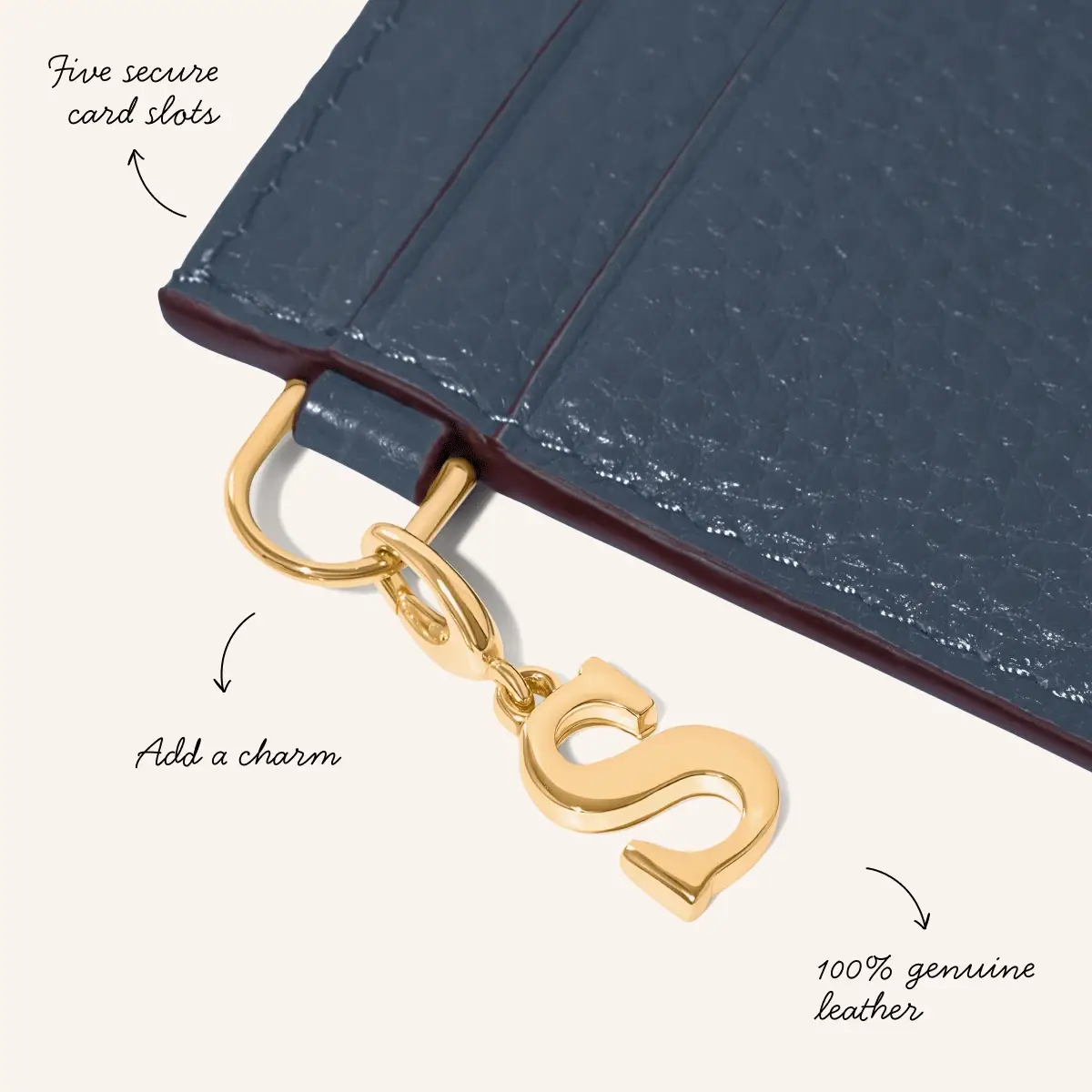 Leather Card Holder (Navy) - Image 3