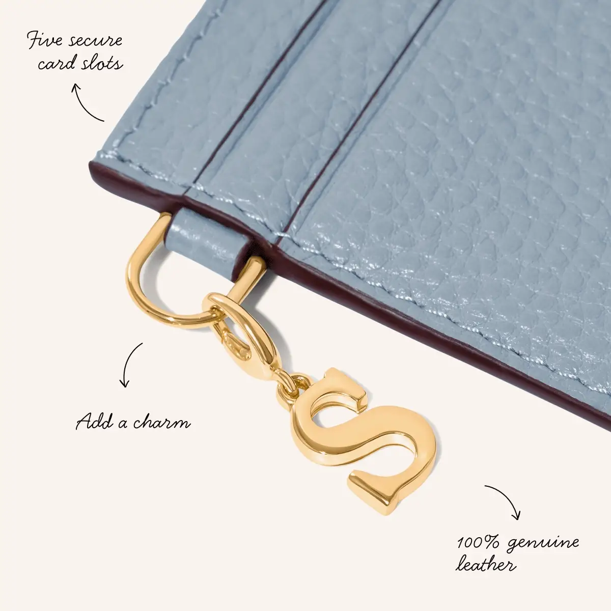 Leather Card Holder (Powder Blue) - Image 3