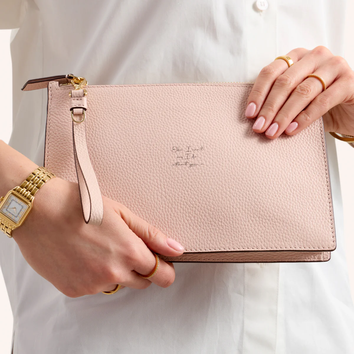 Leather Clutch Pouch (Blush) - Image 2