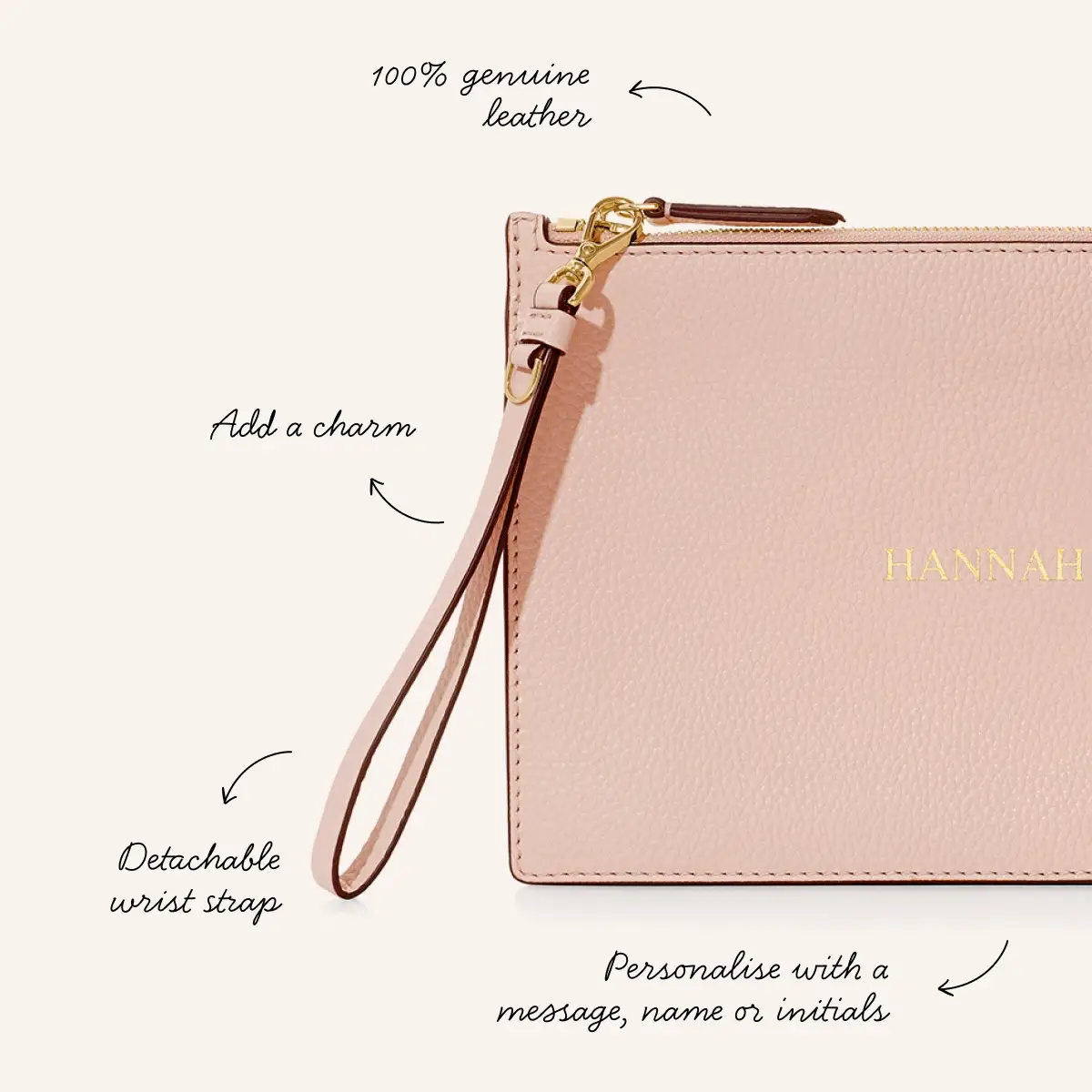 Leather Clutch Pouch (Blush) - Image 3
