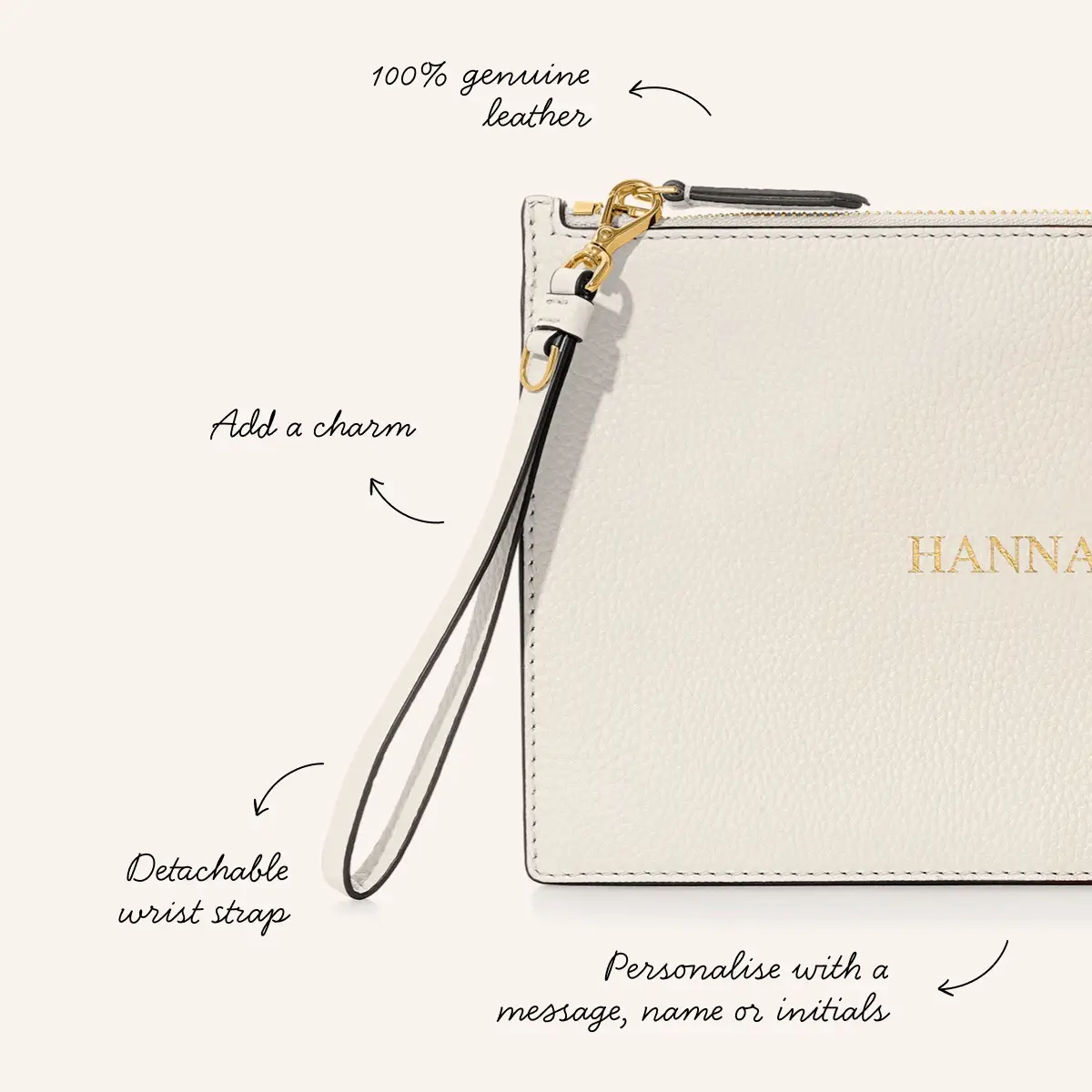 Leather Clutch Pouch (Ivory) - Image 3